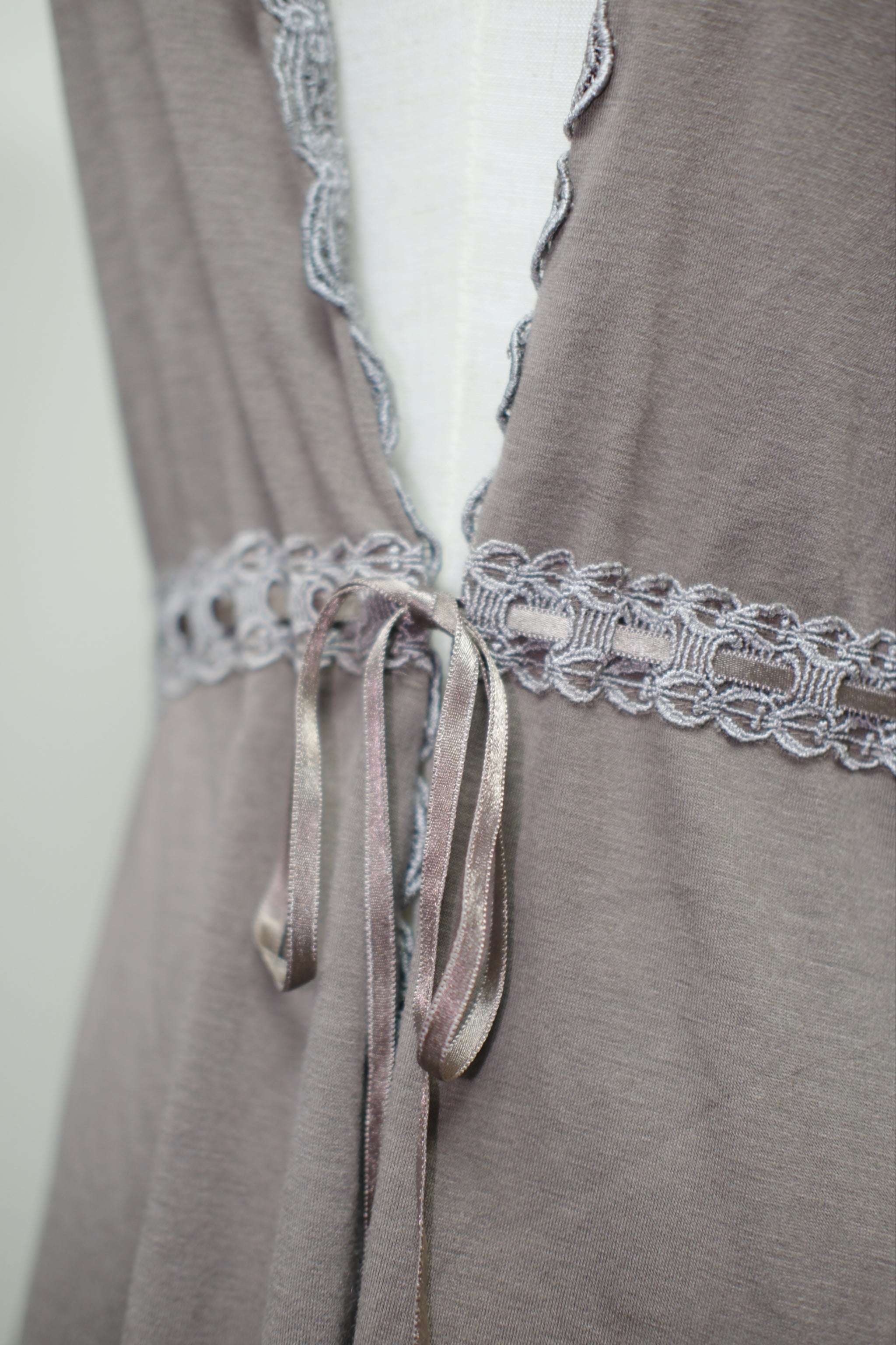 Grey Coffee Lace Dress Cardigan Inner Two-Piece