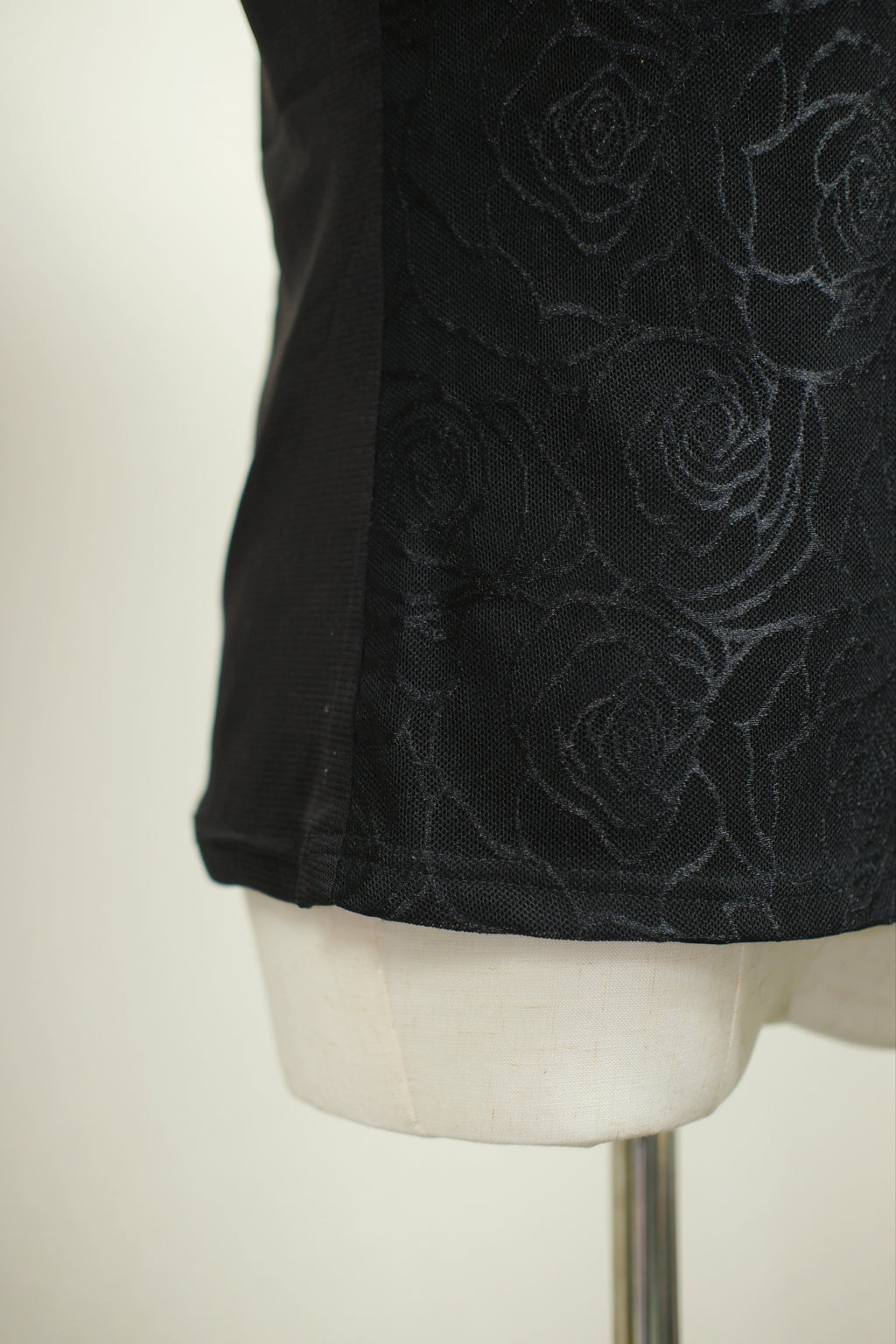 Black Embossed Rose Rhinestone V-Neck Cami