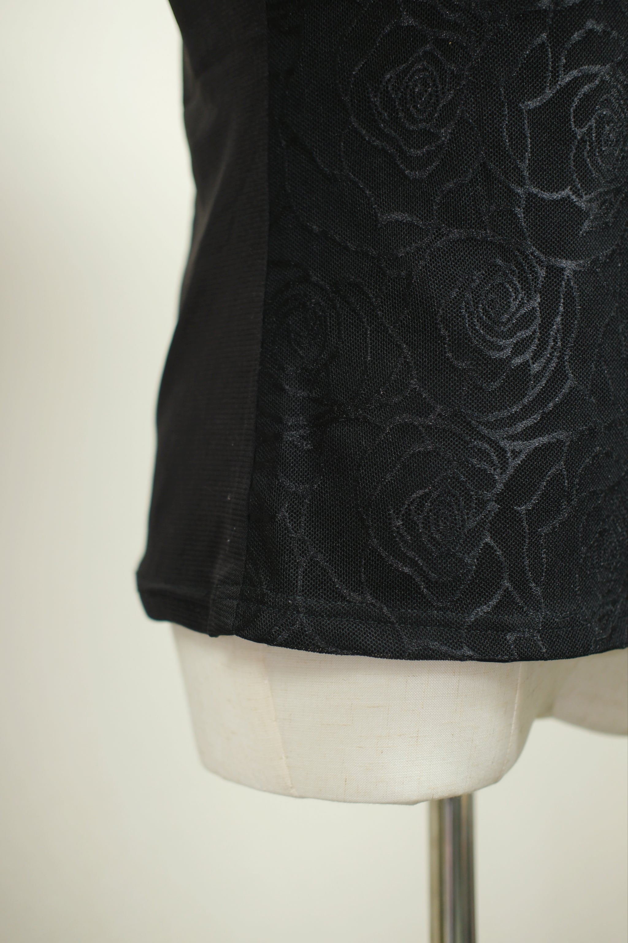 Black Embossed Rose Rhinestone V-Neck Cami