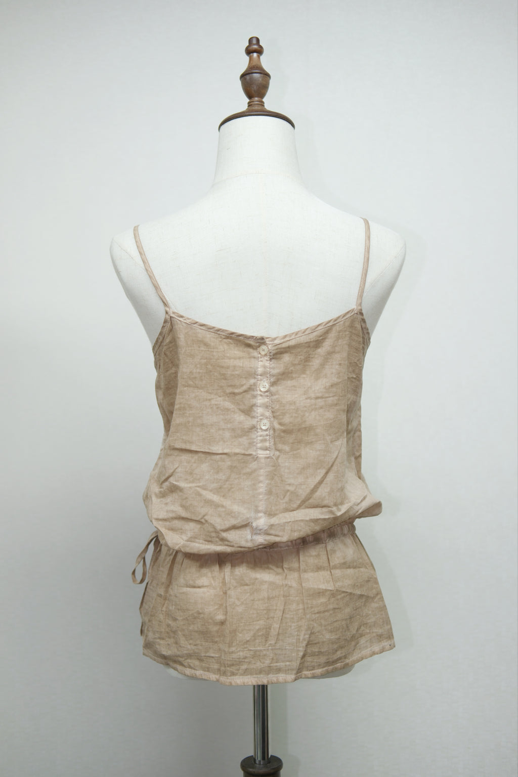 Coffee Lace Embroidery Waist Drawstring Blouse
