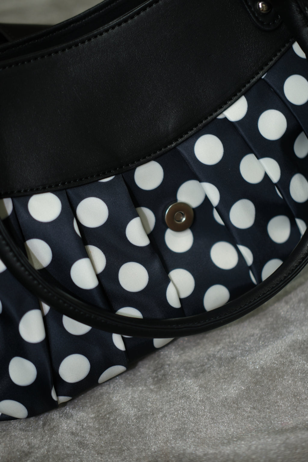 Black White Polka Dot Gathered Handbag