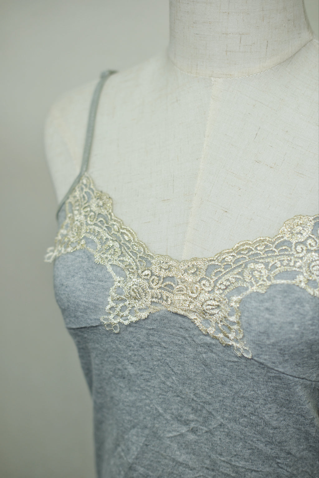 Grey Lace Trim Strappy Layering Piece