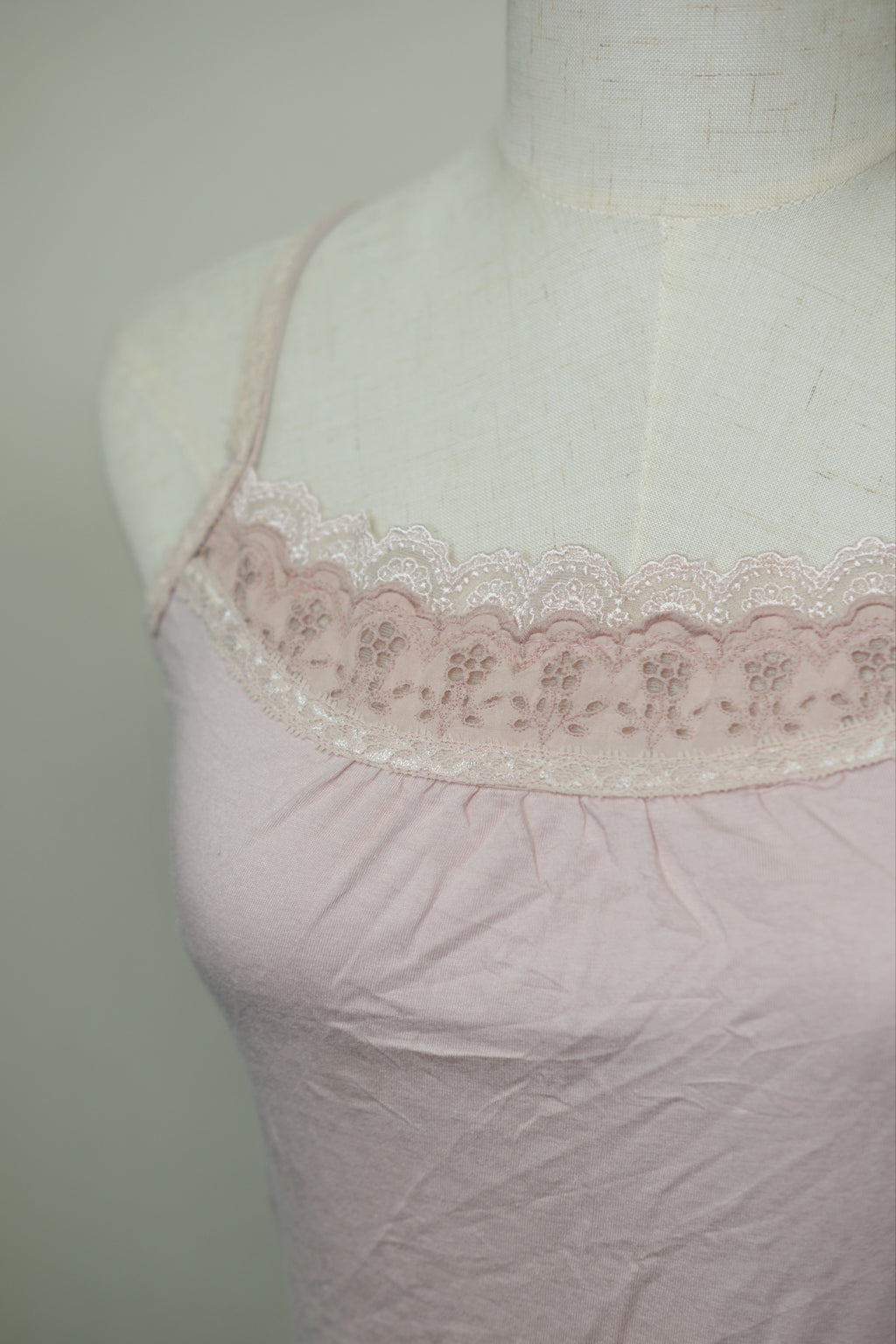 Dusty Pink Lace Trim Strap Wear