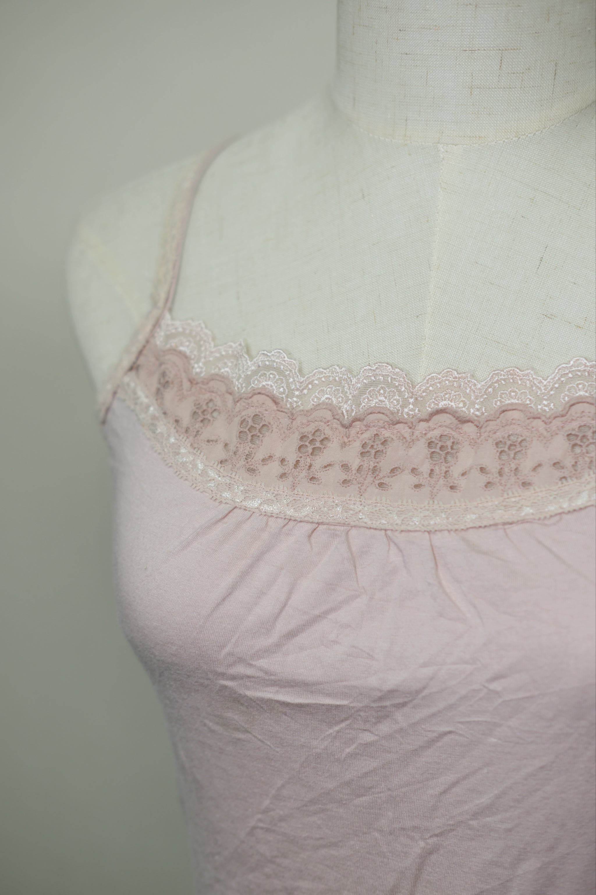 Dusty Pink Lace Trim Strap Wear