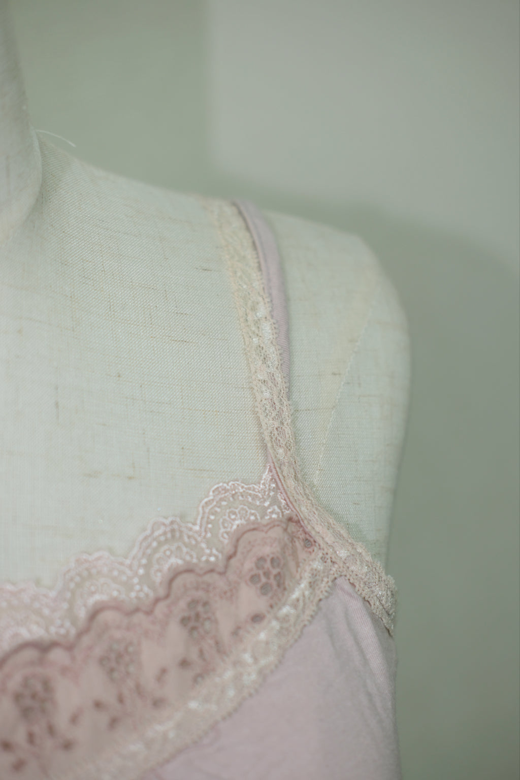 Dusty Pink Lace Trim Strap Wear