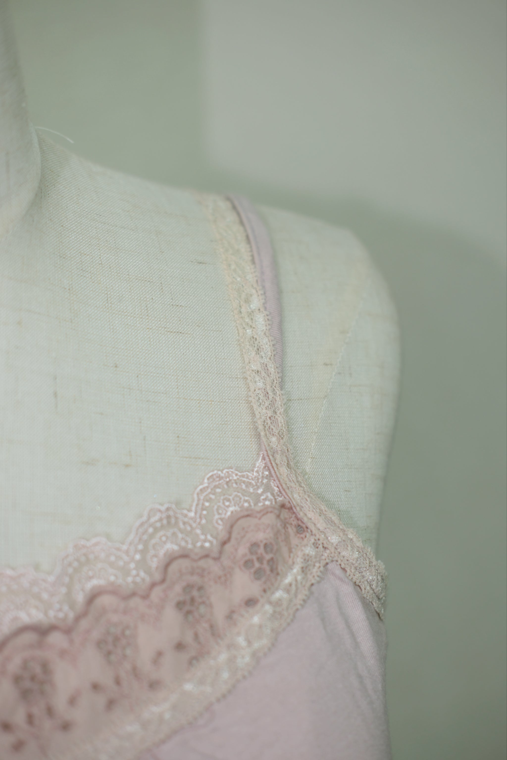 Dusty Pink Lace Trim Strap Wear