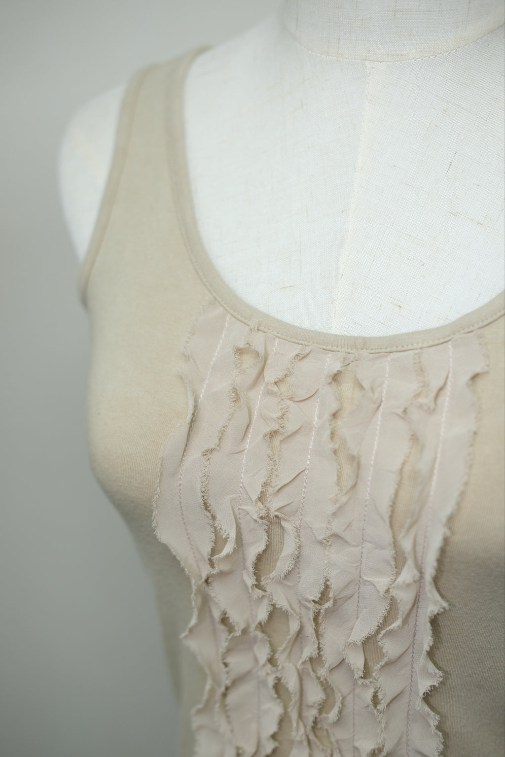 Beige Front Ruffle Panel Wear