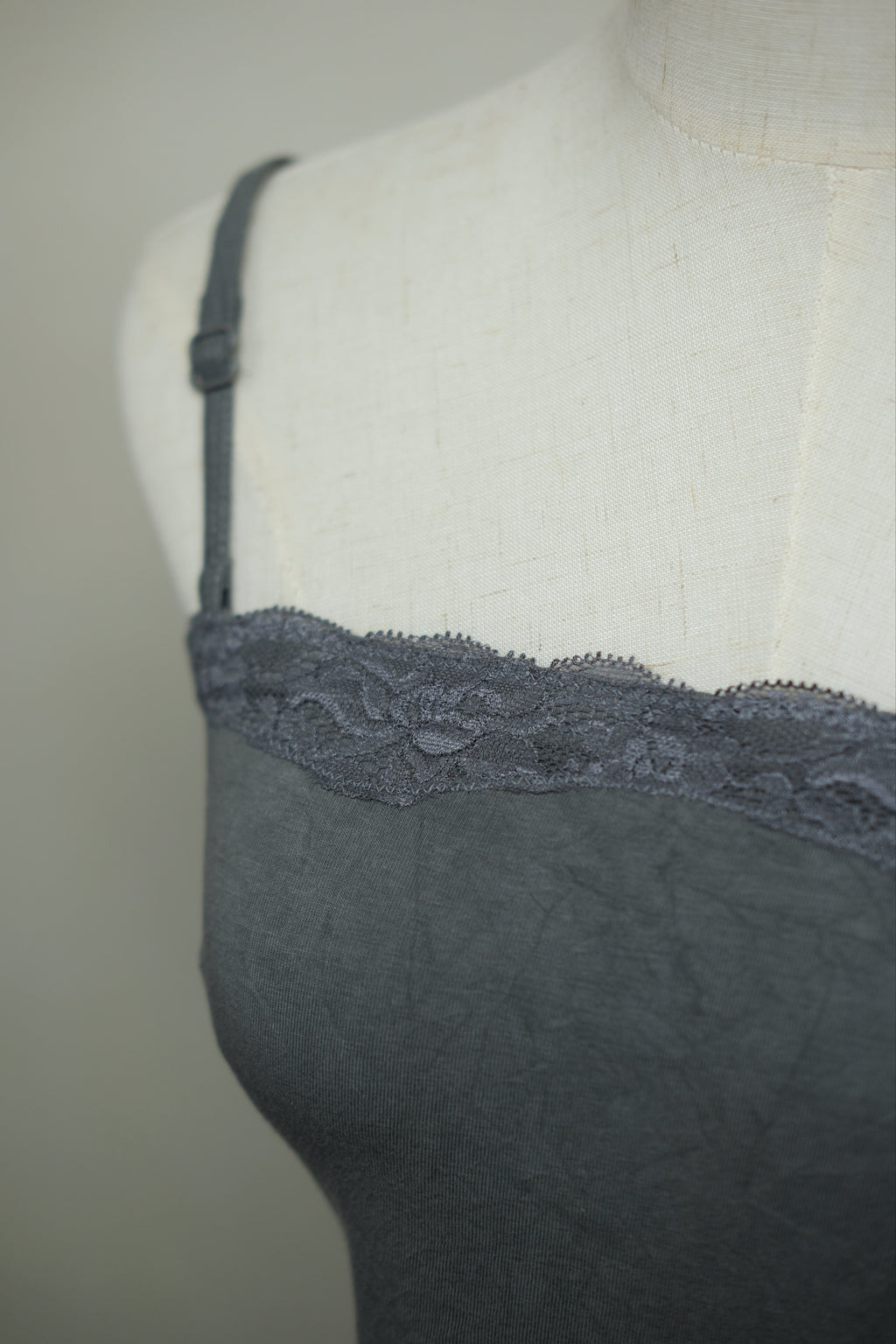 Slate‑Blue Dual Lace Trim Adjustable‑Strap Wear