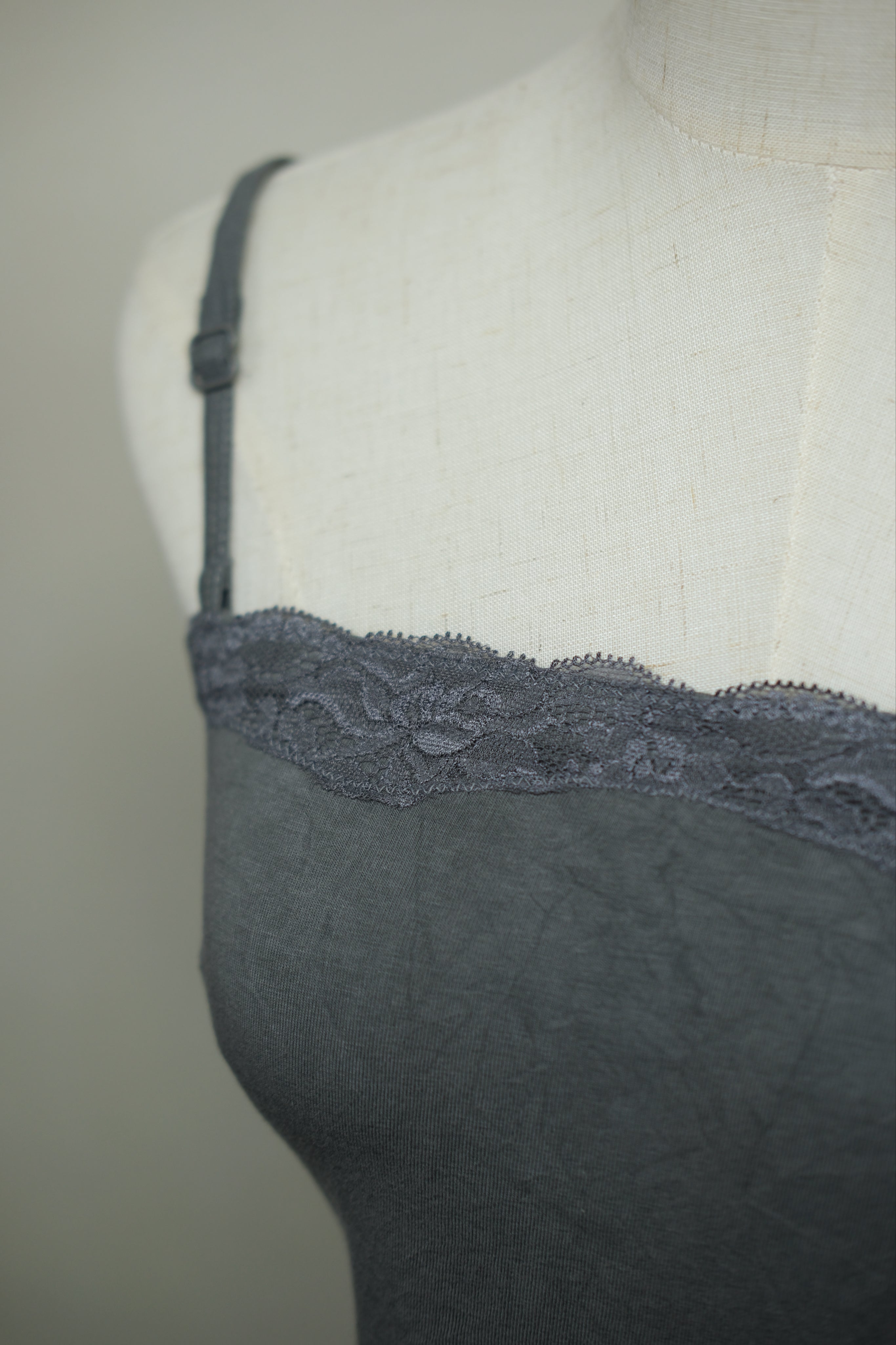 Slate‑Blue Dual Lace Trim Adjustable‑Strap Wear