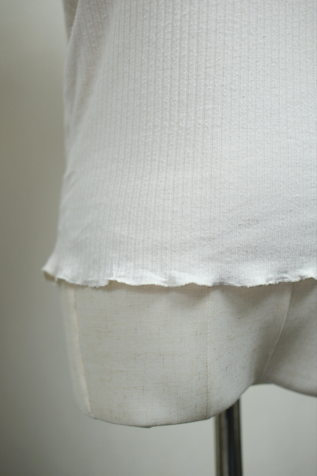 Cream Rib Lace Trim Wear
