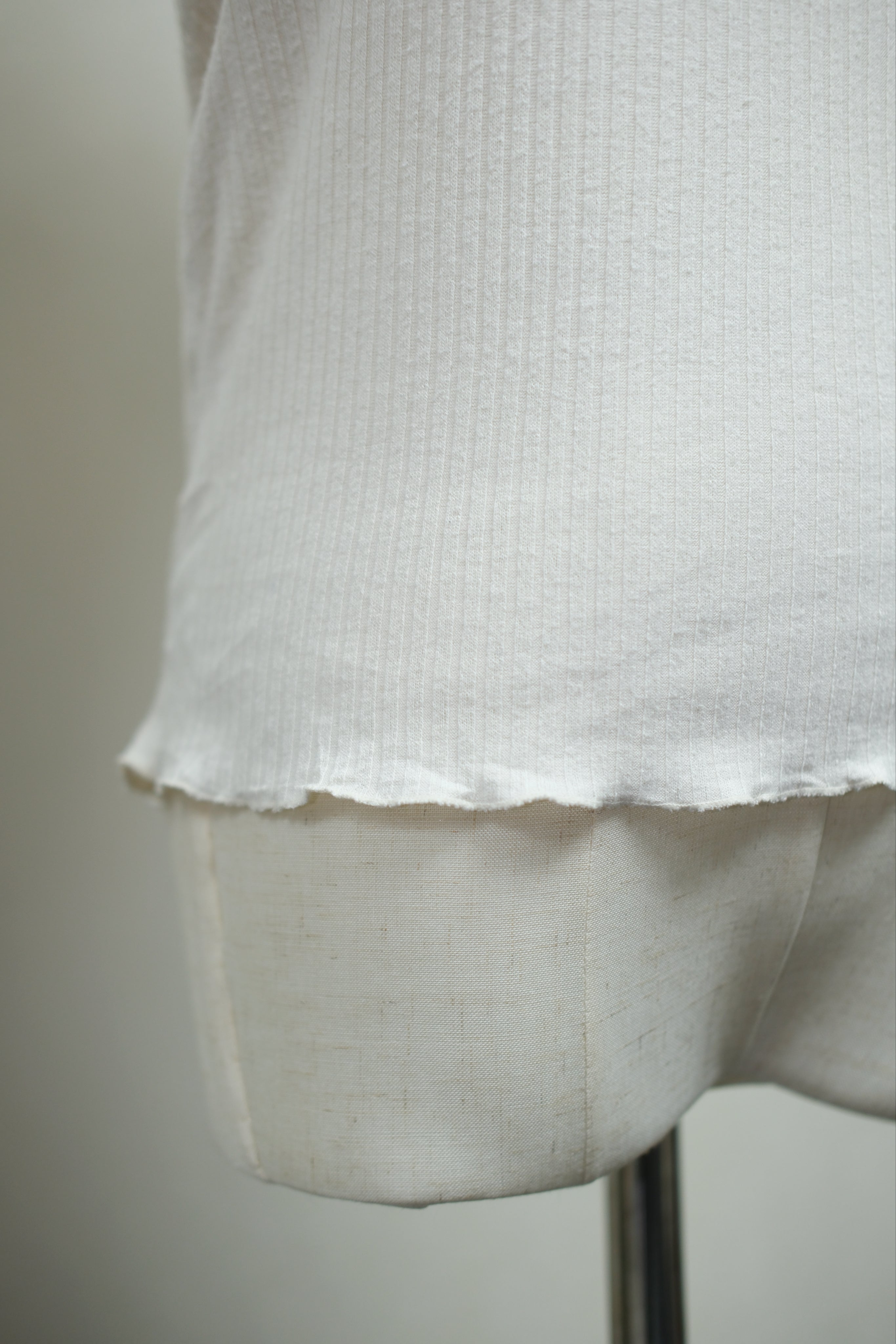 Cream Rib Lace Trim Wear