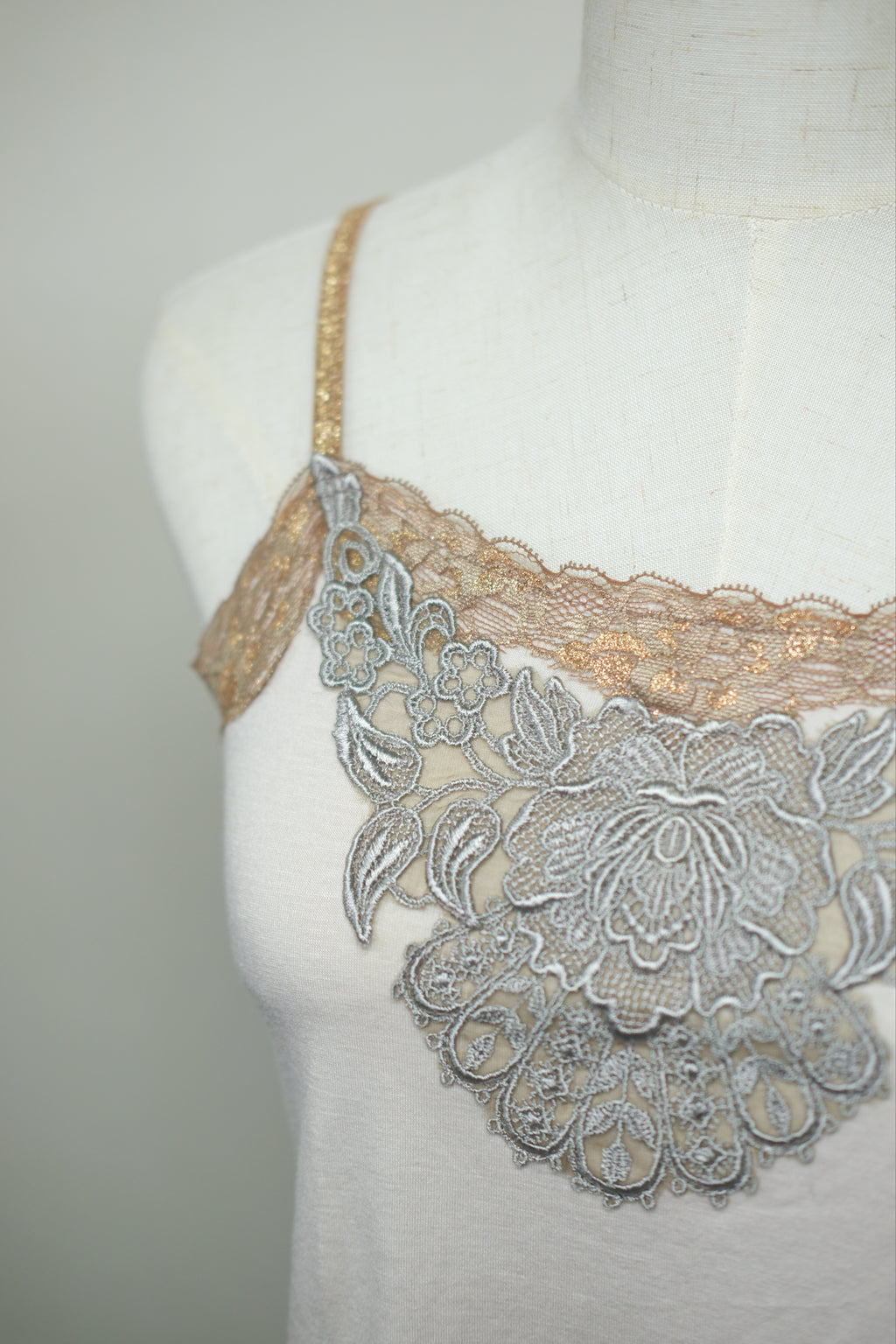 Cream Gold‑Silver Embroidered Motif Wear