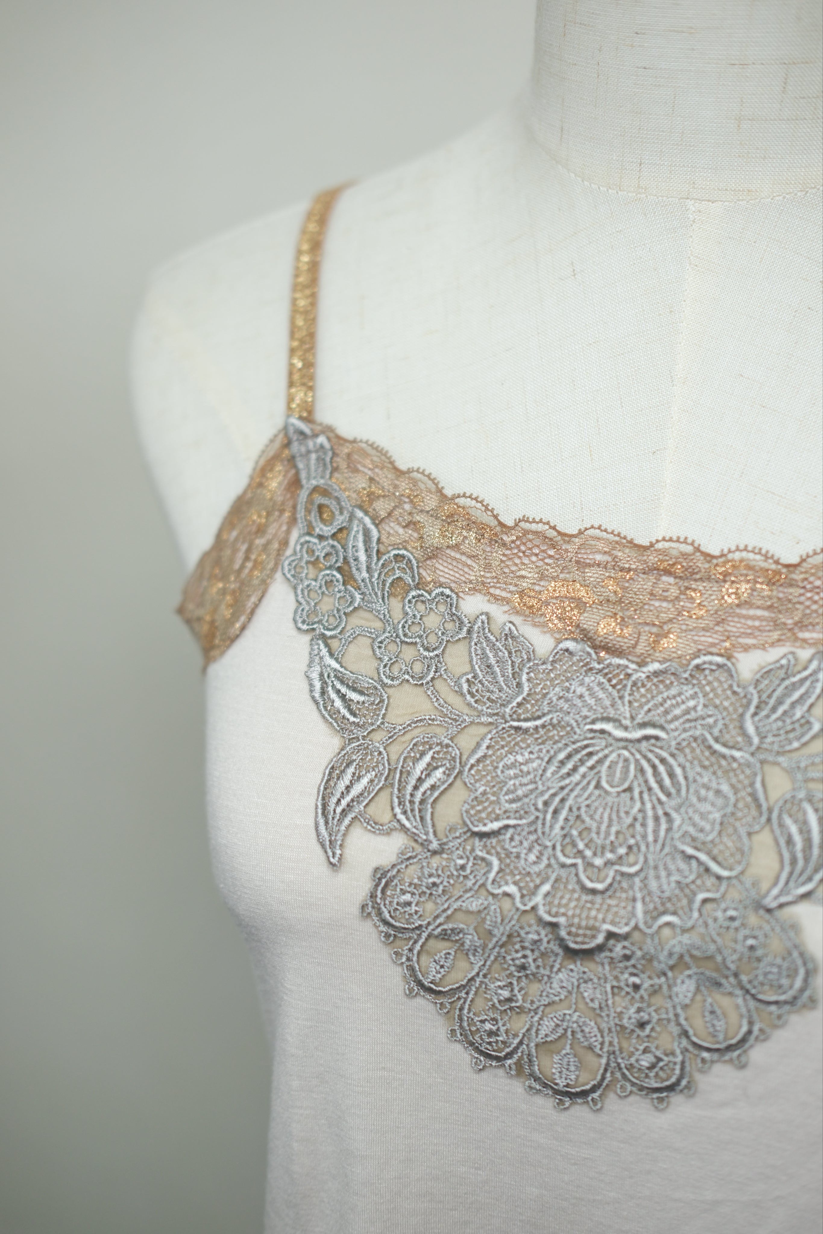 Cream Gold‑Silver Embroidered Motif Wear