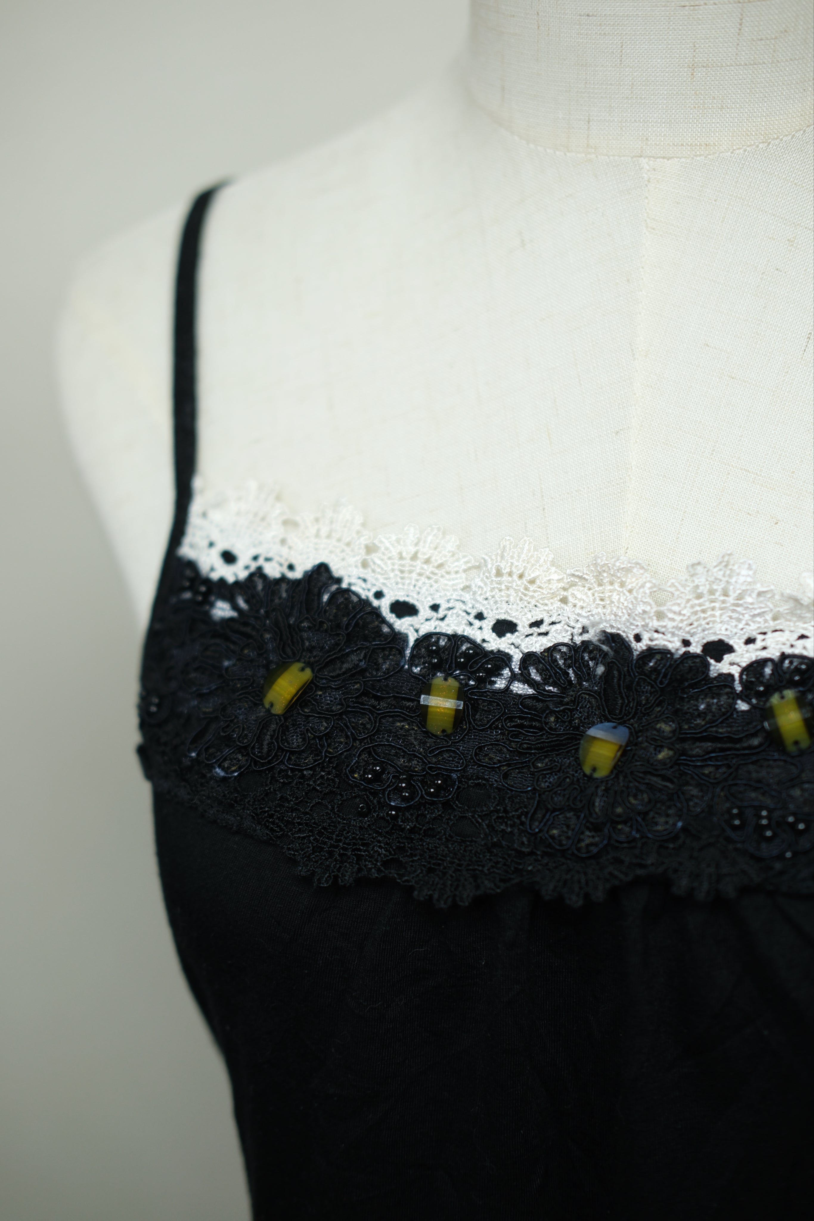 Black Beaded Lace Trim Wear
