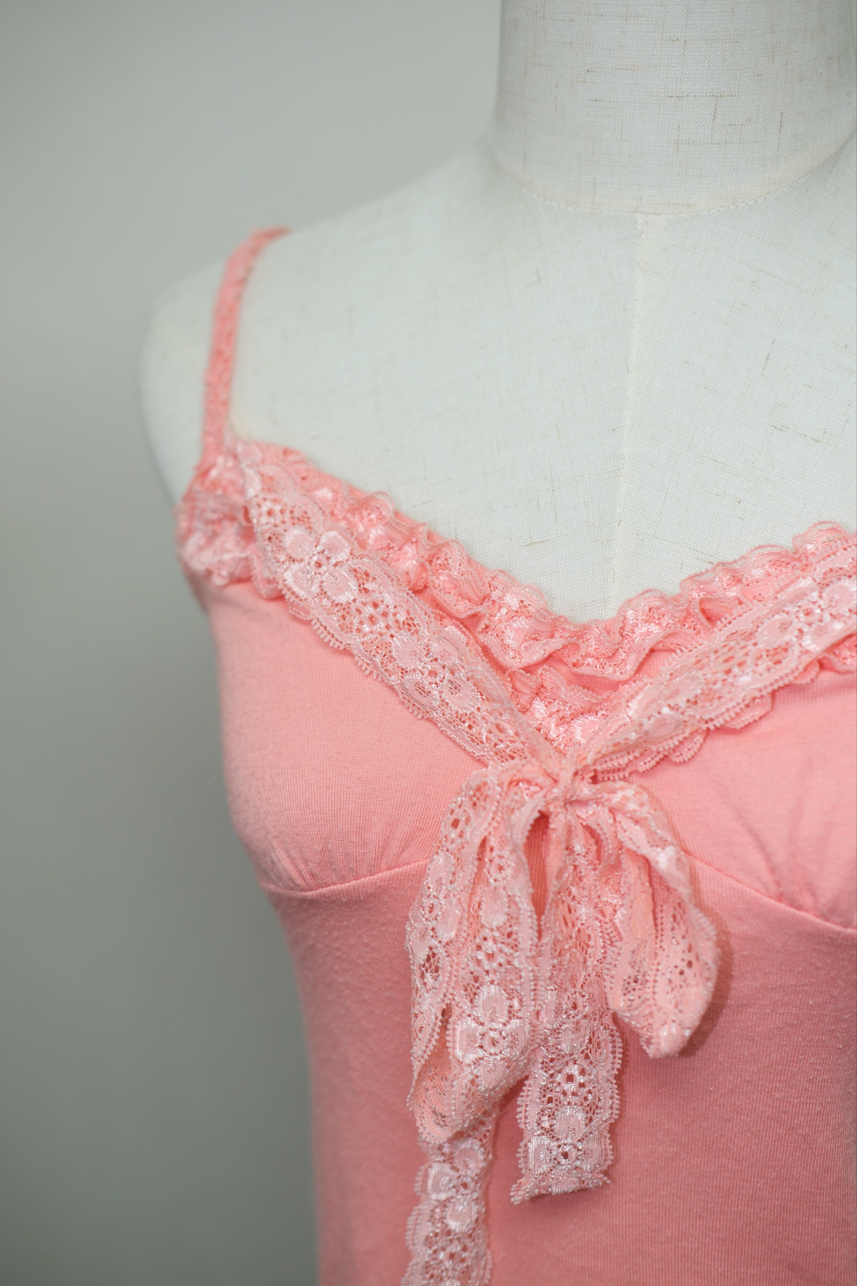 Peach Pink Lace Front‑Tie Wear