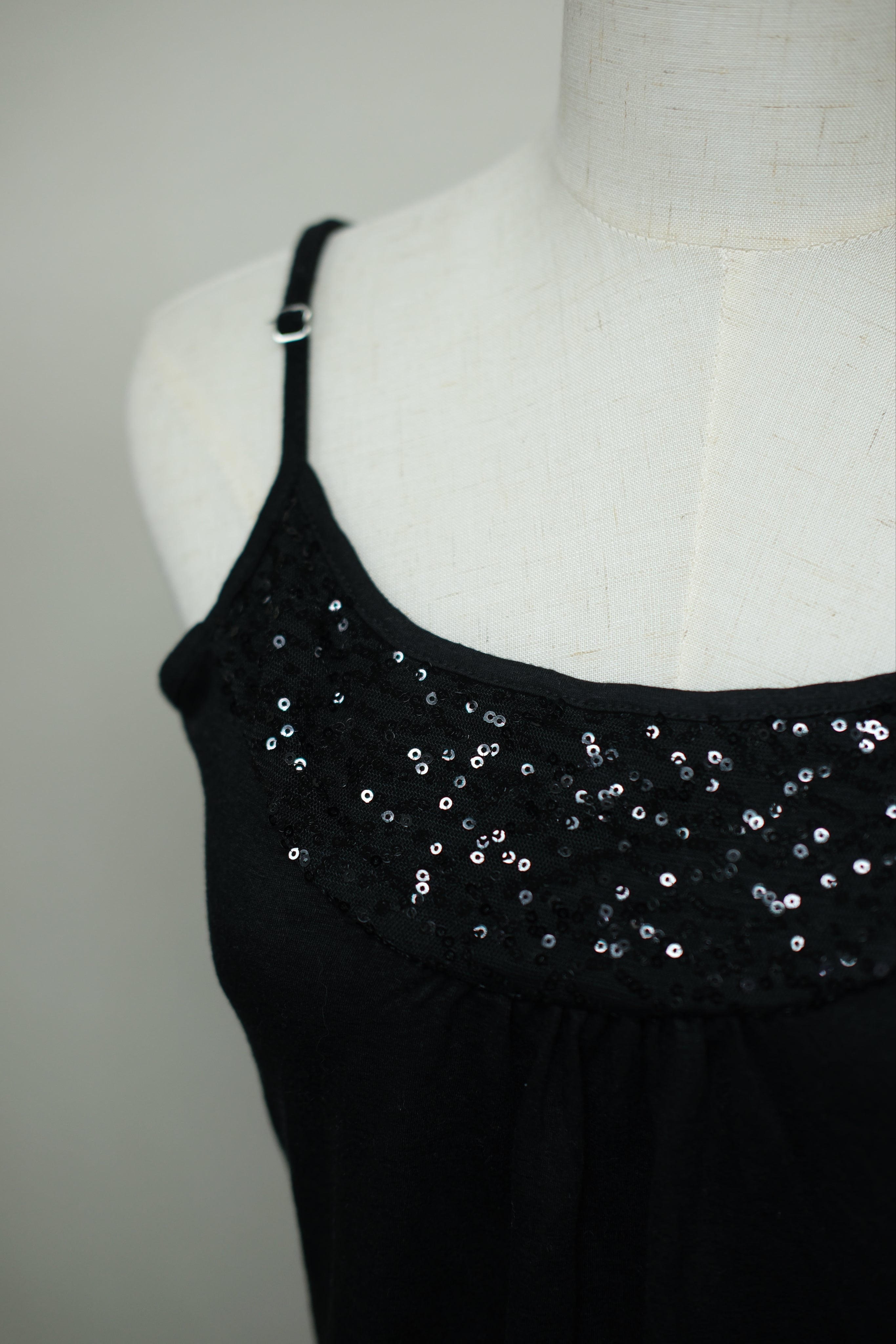 Black Sequin Gathered Wear