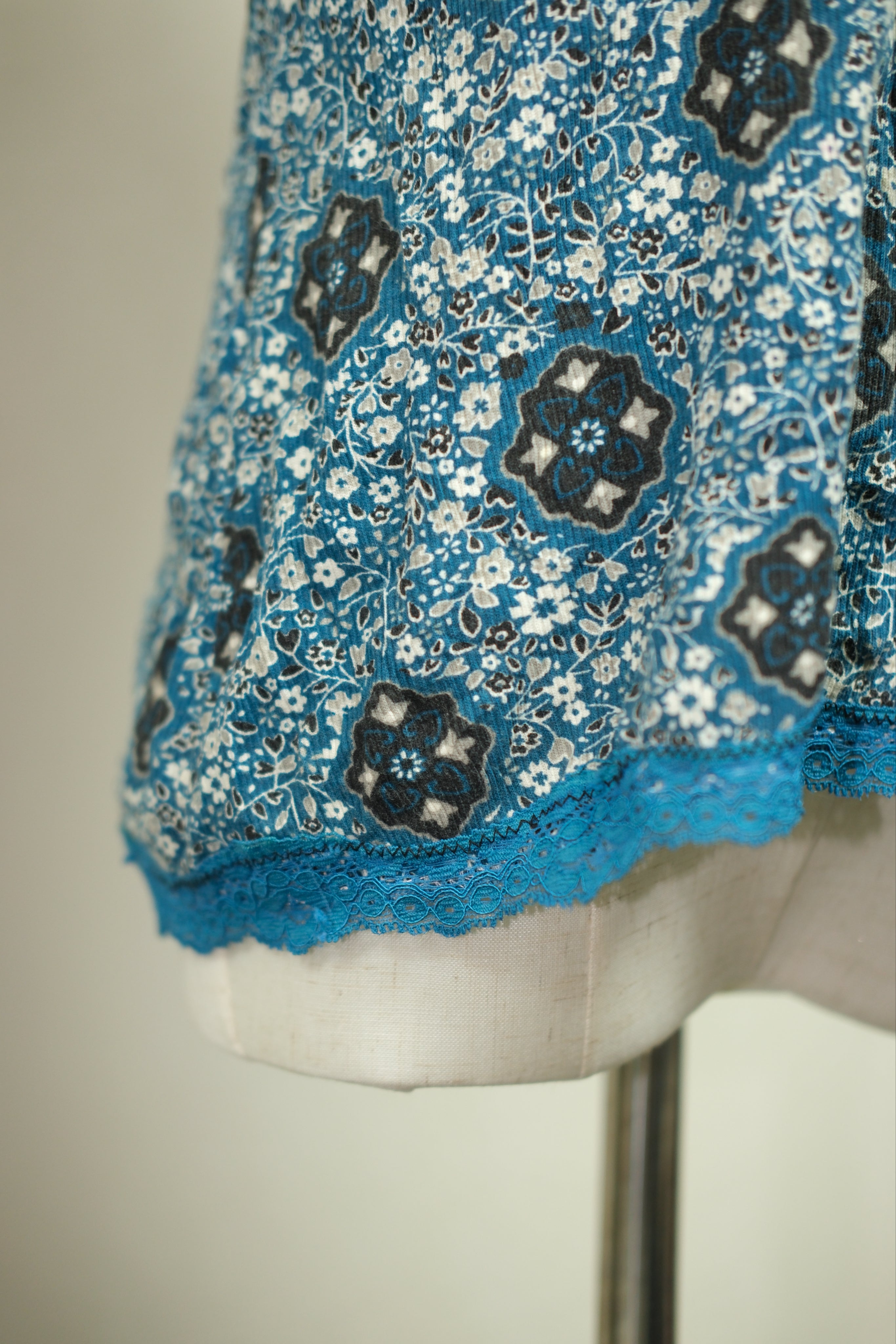 Blue Ethnic Print Lace Wear