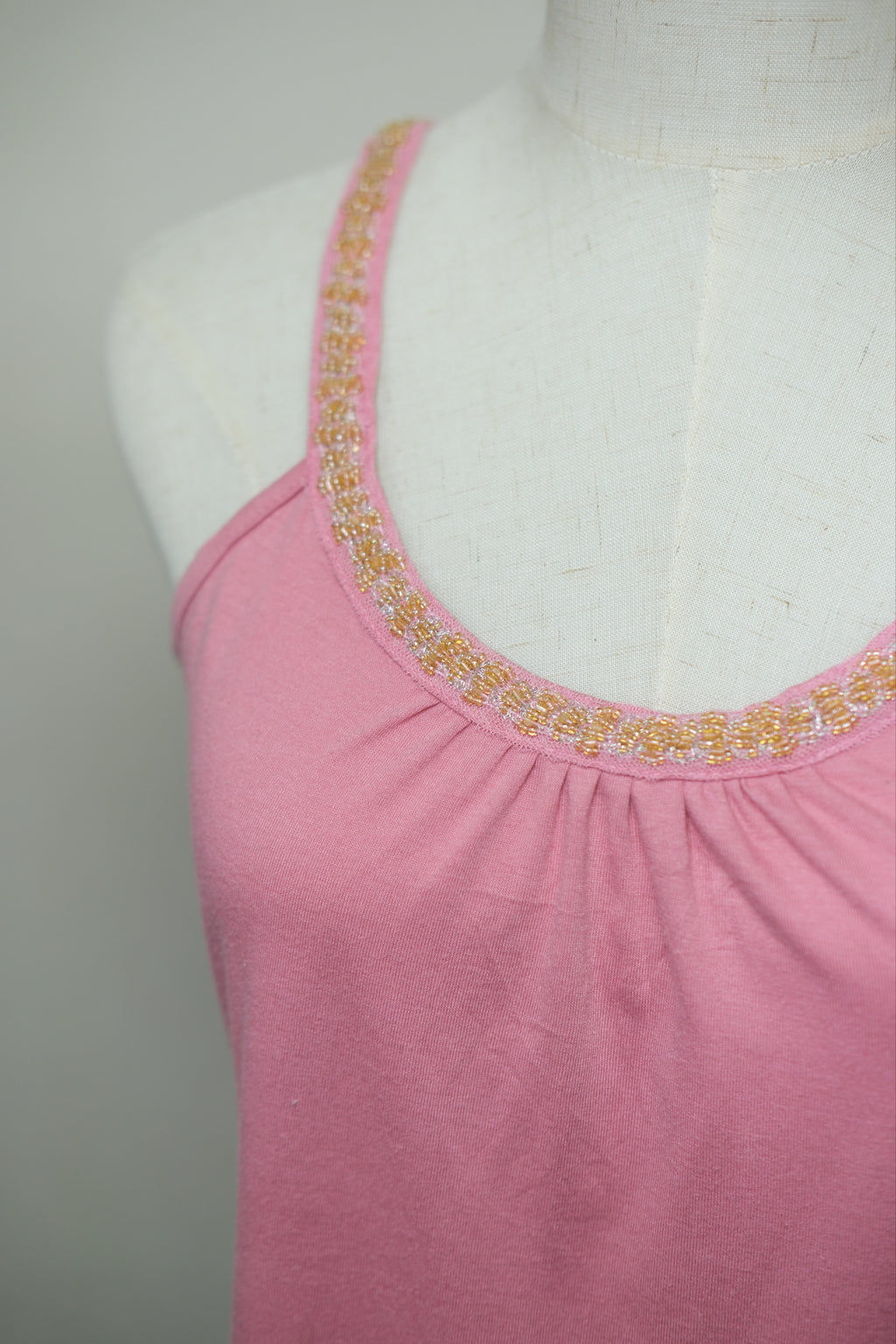 Pink Beaded Neckline Wear