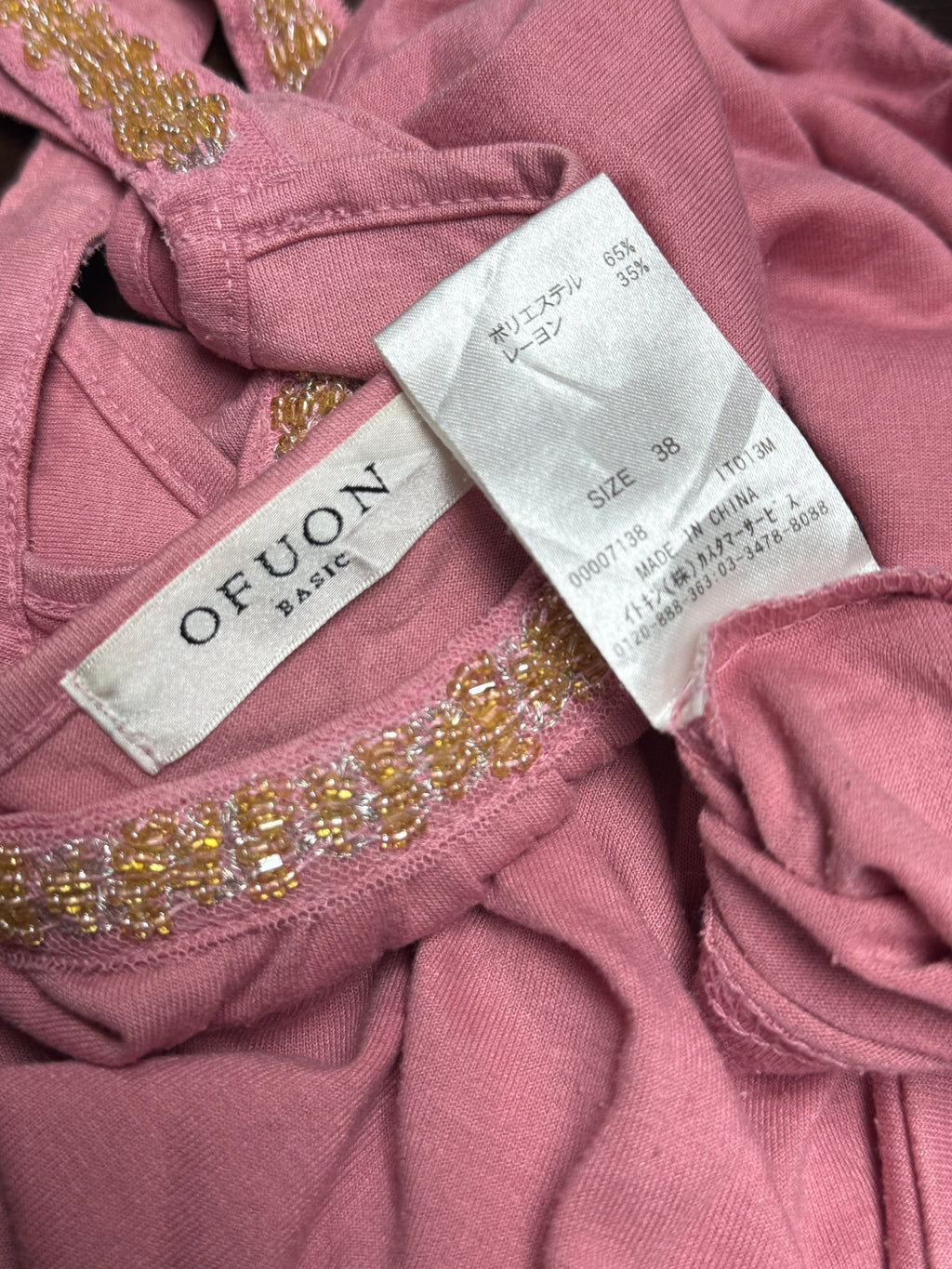 Pink Beaded Neckline Wear