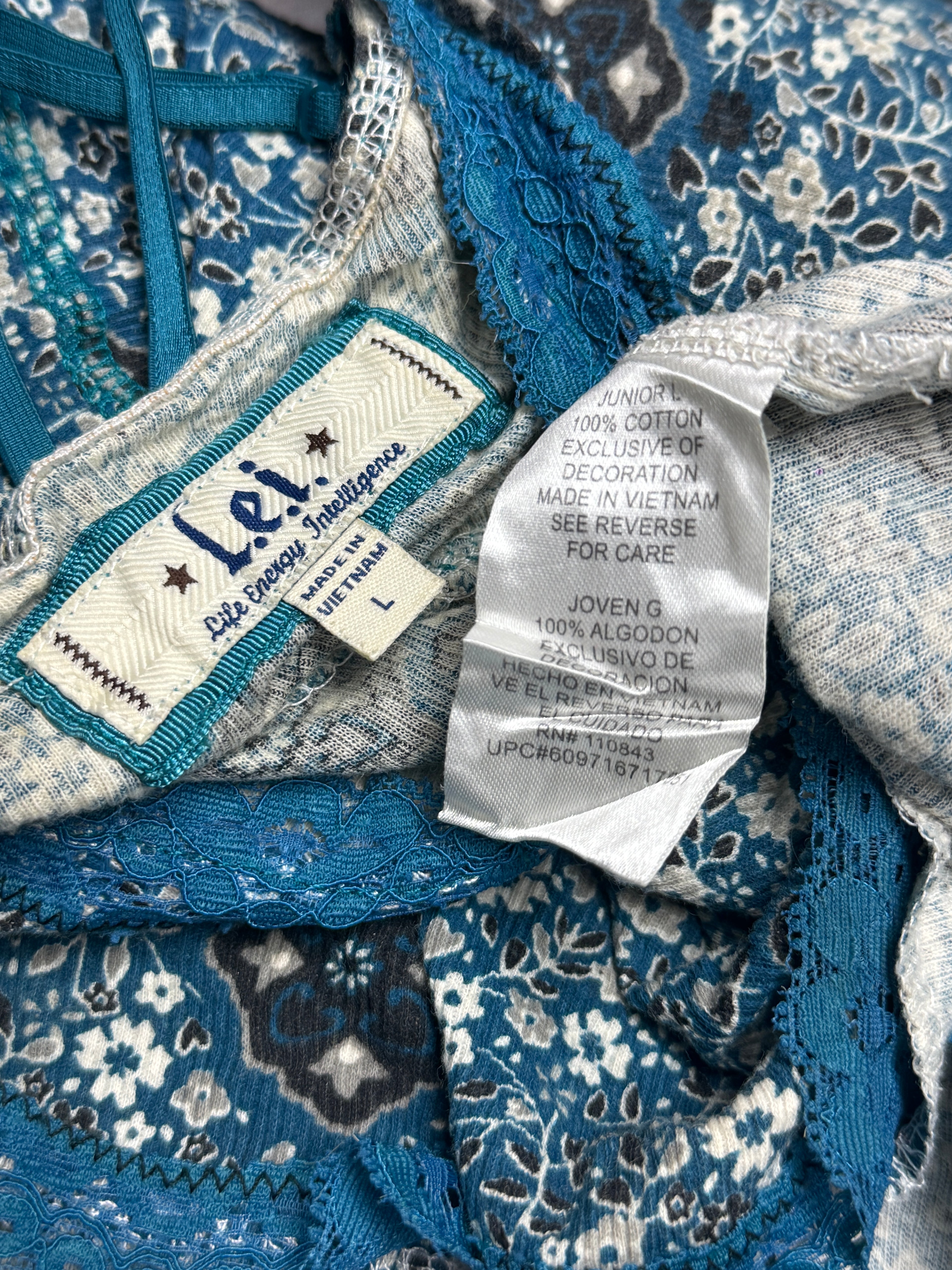 Blue Ethnic Print Lace Wear