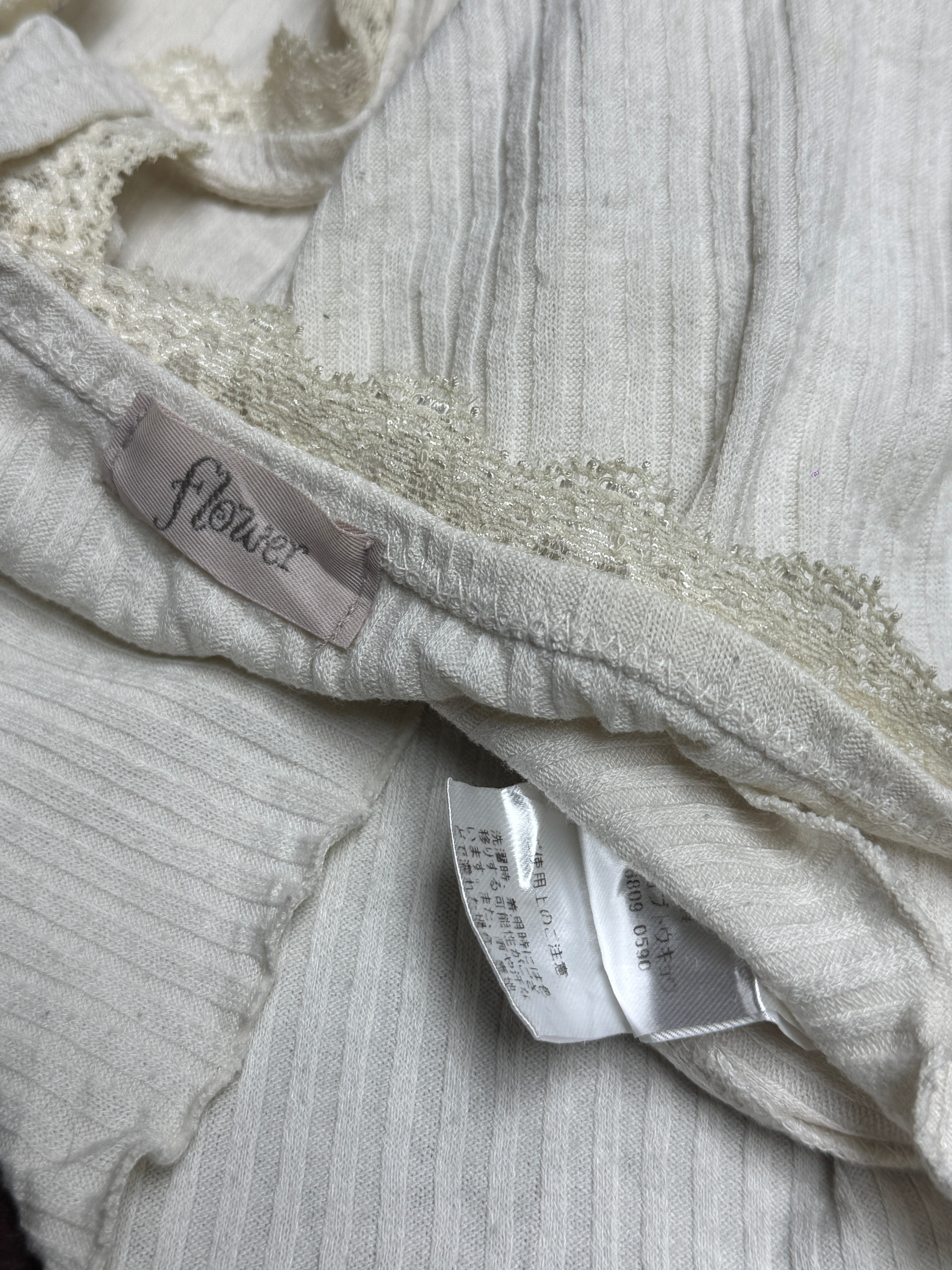 Cream Rib Lace Trim Wear