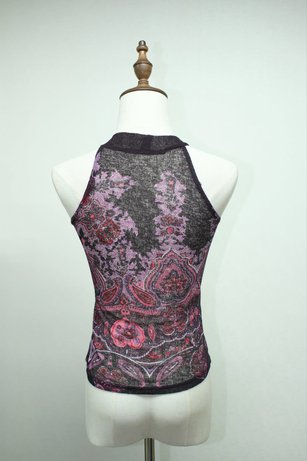 Purple-Pink Ethnic Print Halter Keyhole Wear
