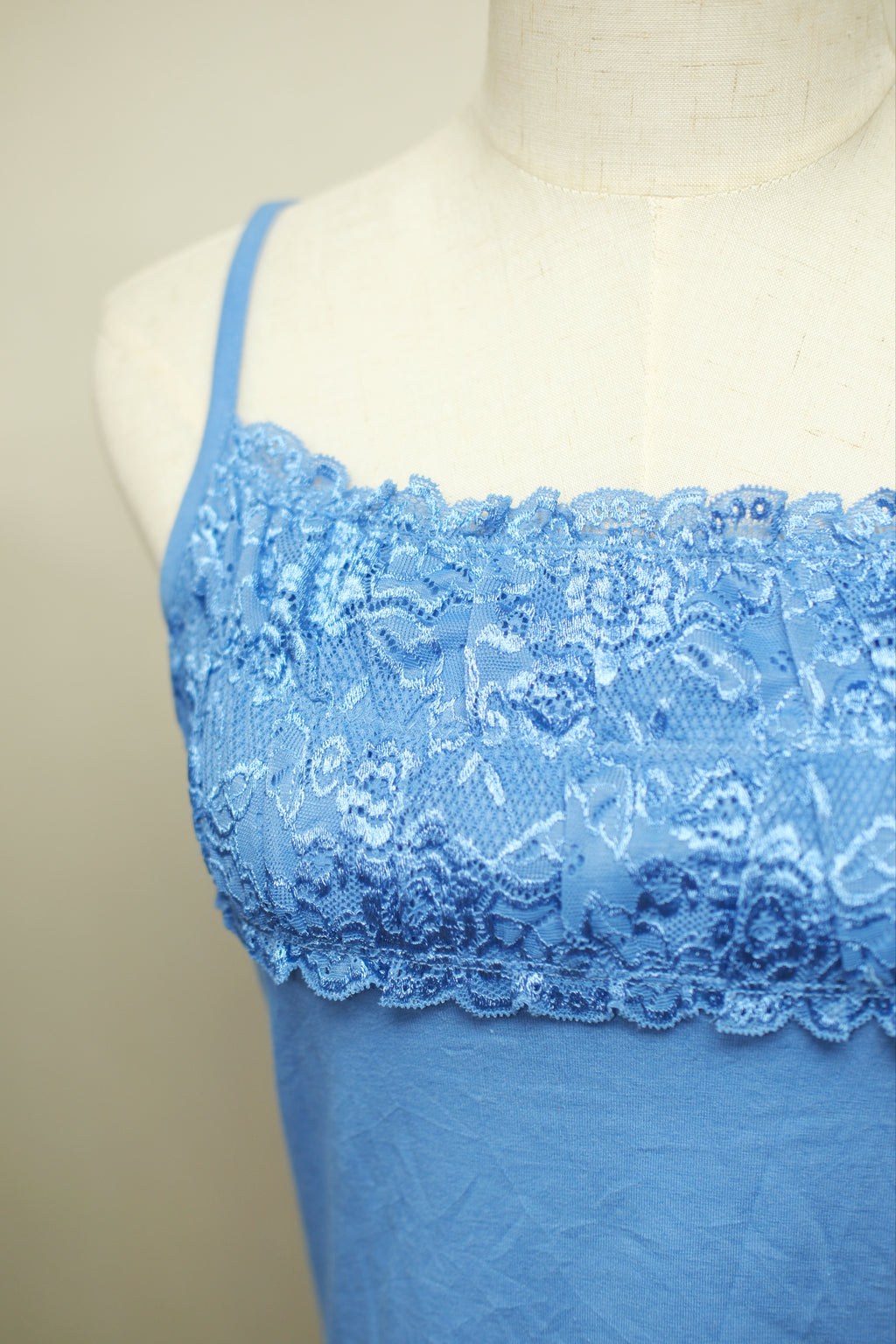 Sky Blue Square Neck Full Lace Panel Wear