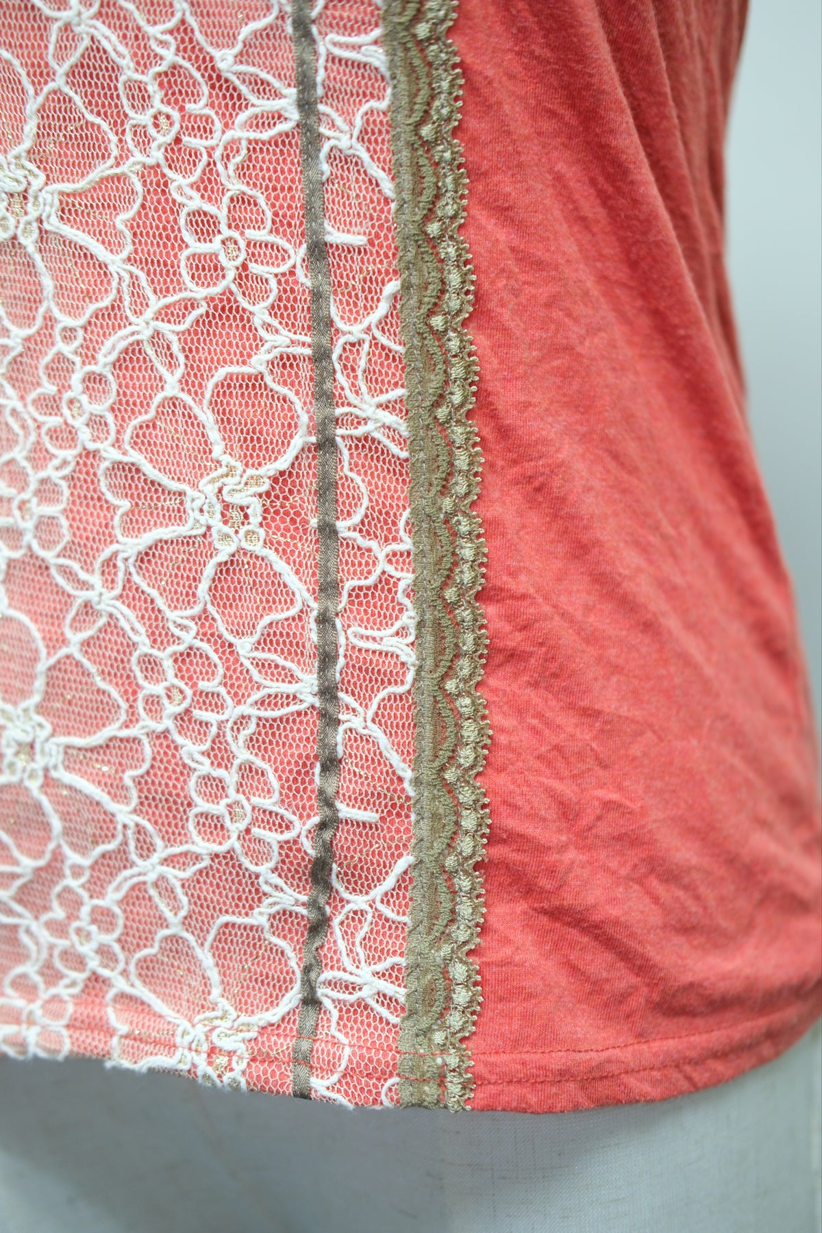Burnt Orange Knit Lace Top