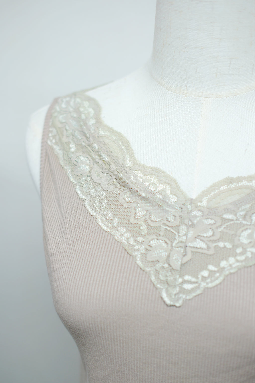 Soft Taupe Rib Lace Tank