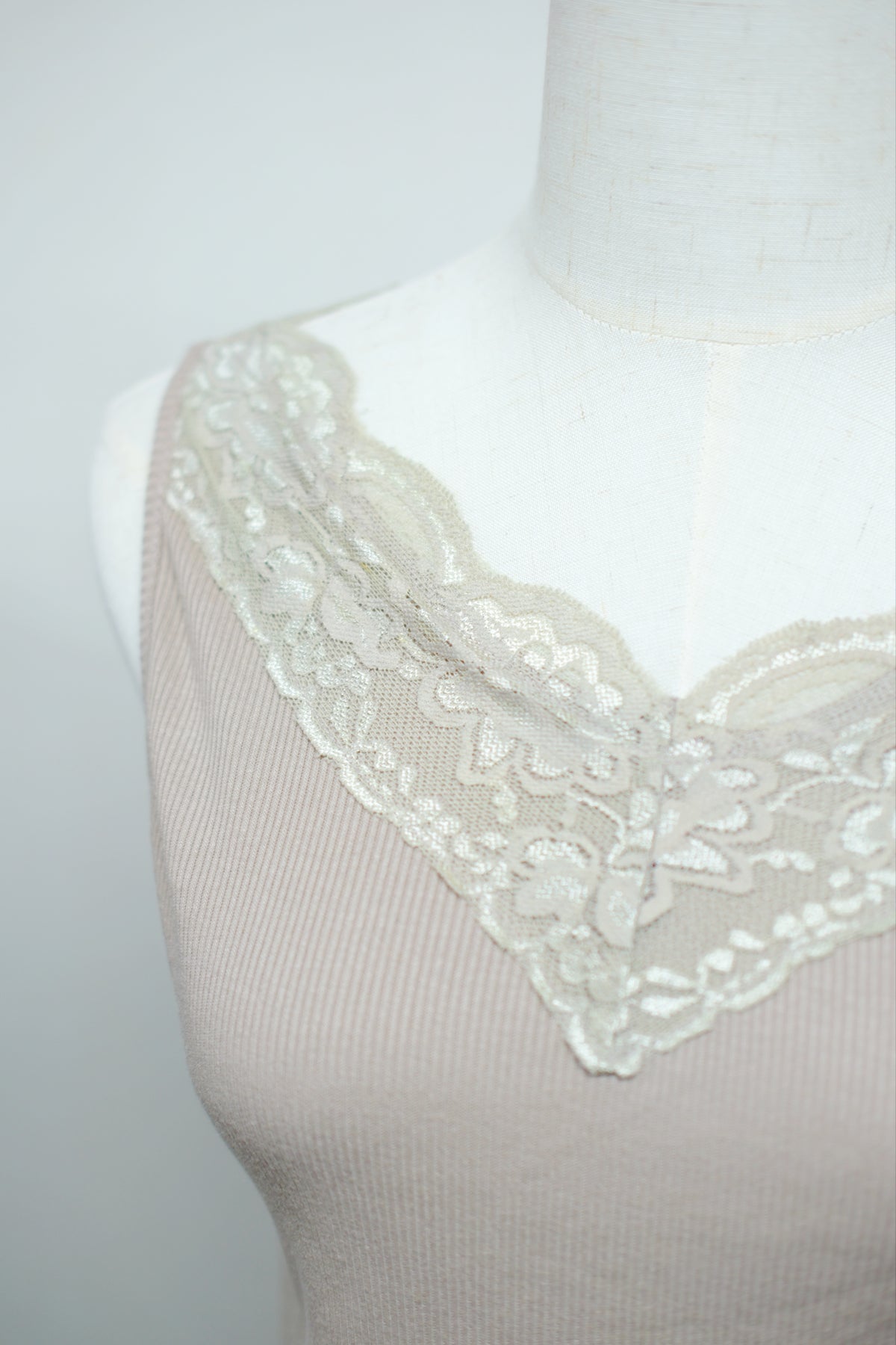 Soft Taupe Rib Lace Tank