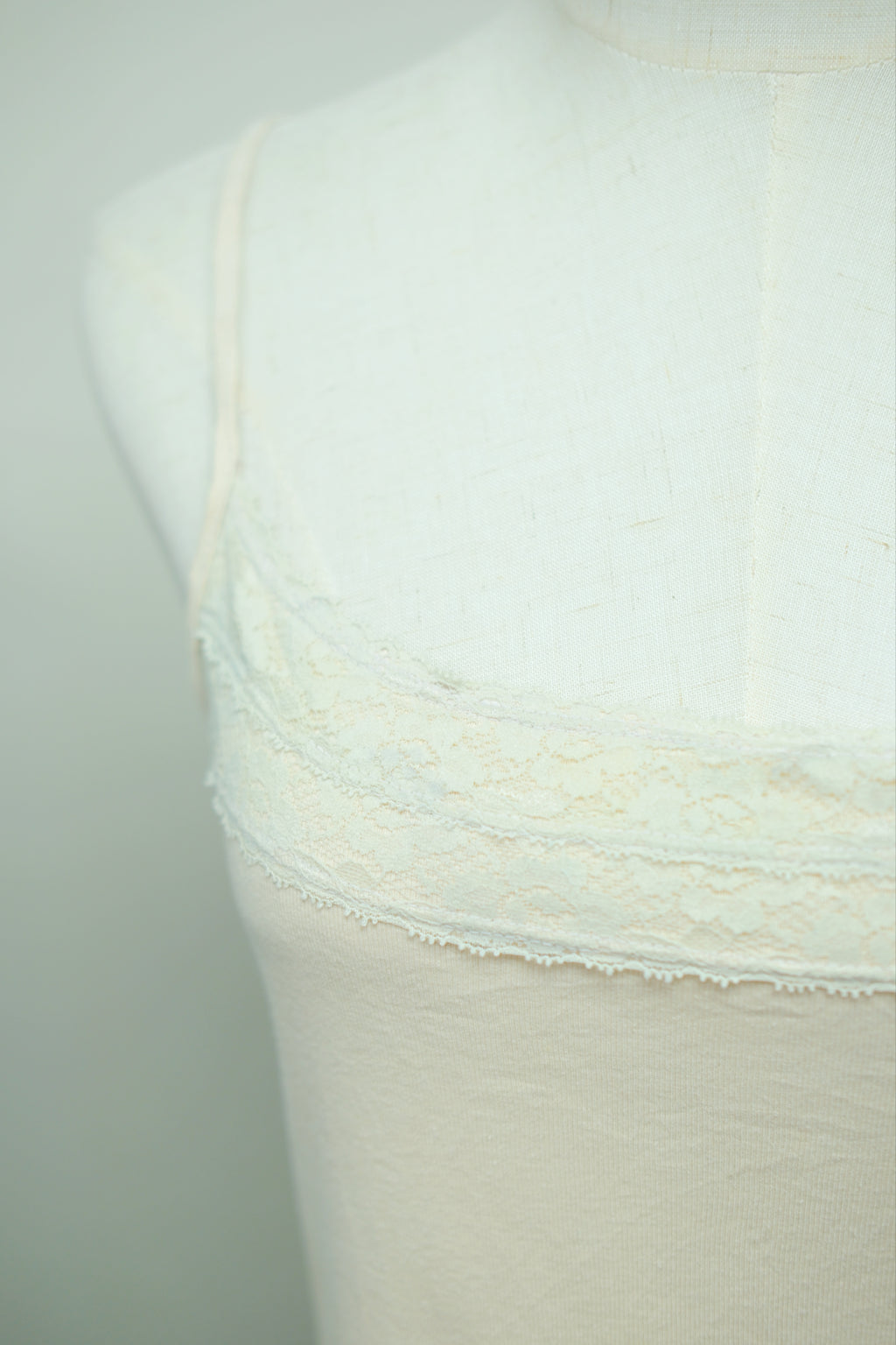 Cream Double Layer Lace Neck Soft Knit Top