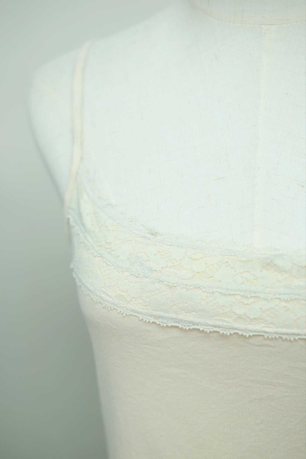 Cream Double Layer Lace Neck Soft Knit Top