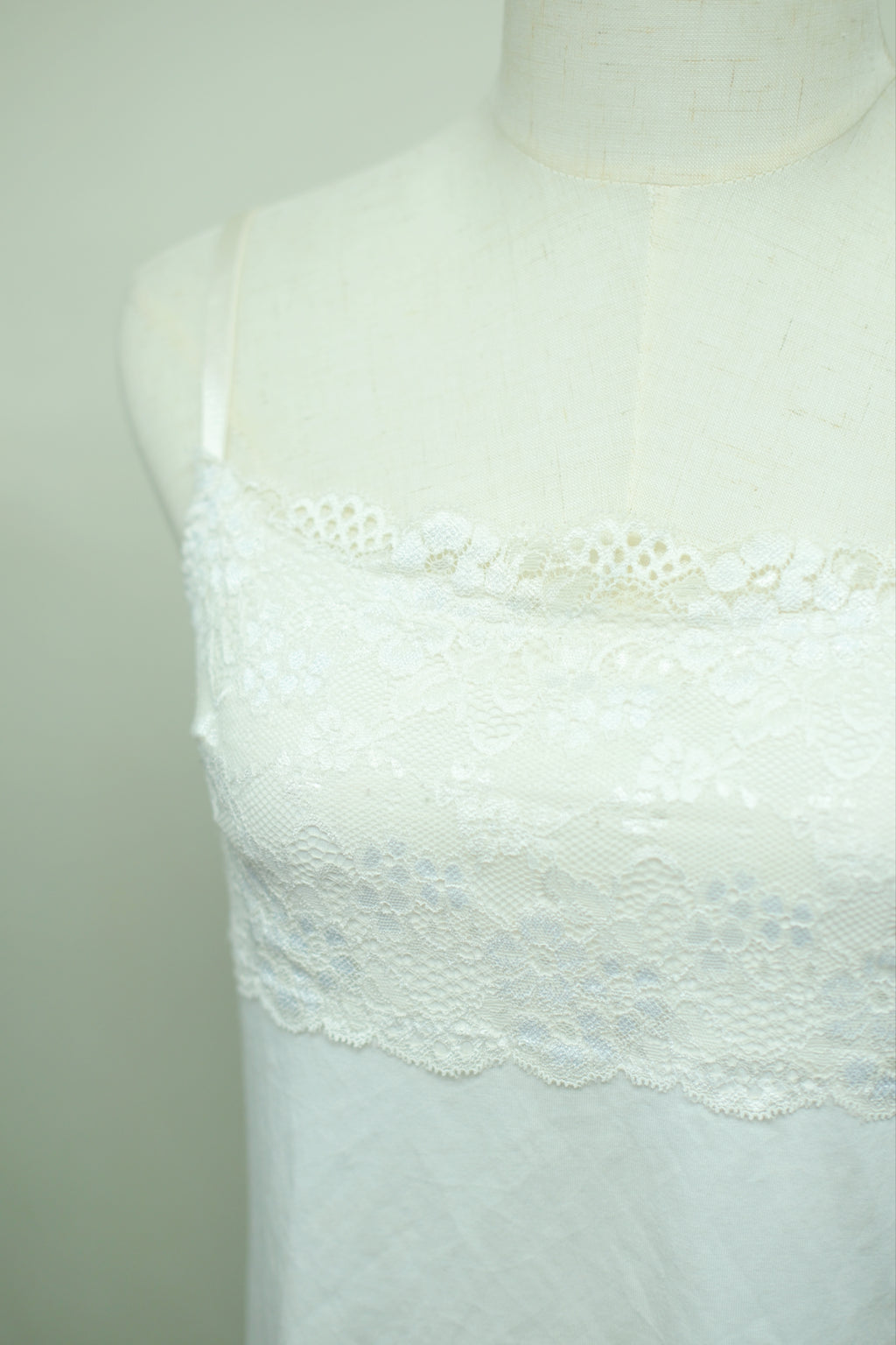 Off White Floral Lace Panel Soft Knit Tank