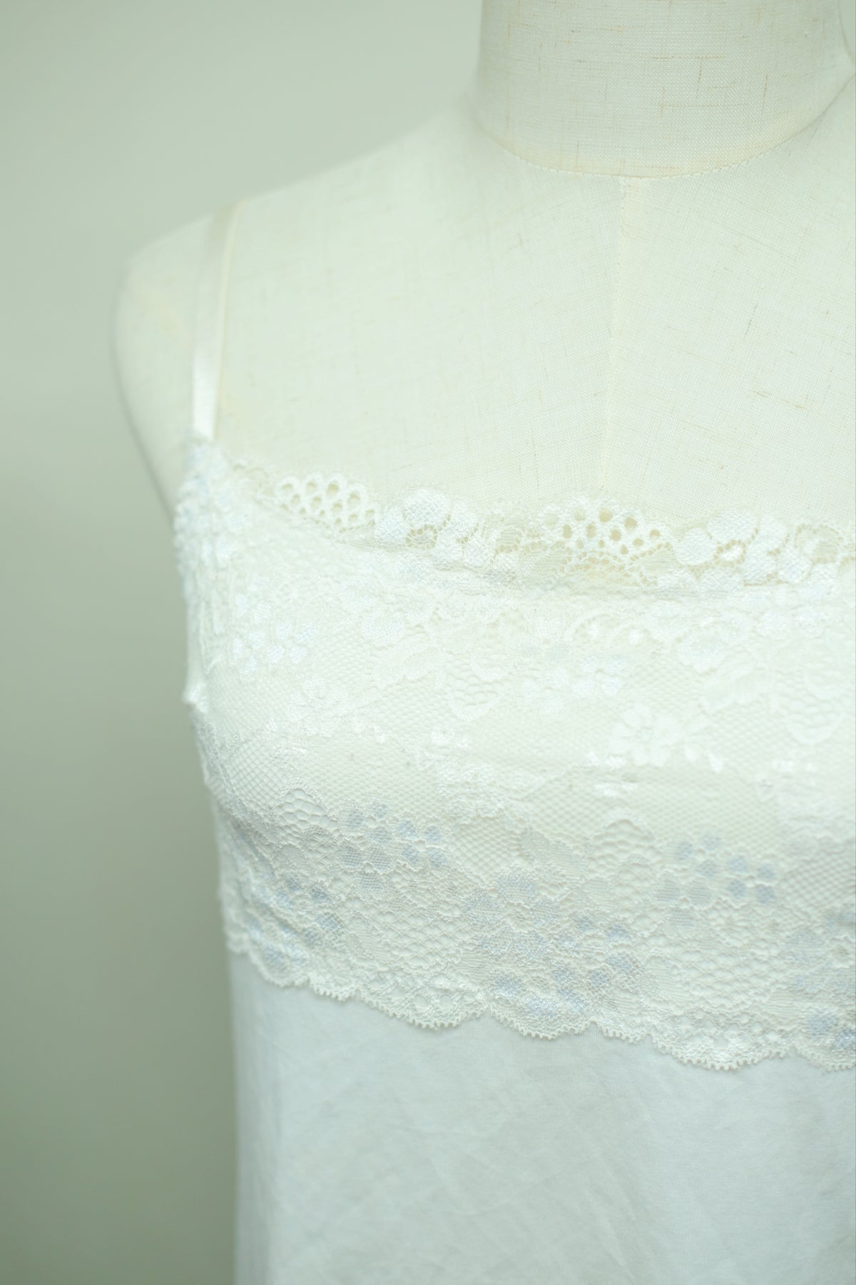 Off White Floral Lace Panel Soft Knit Tank