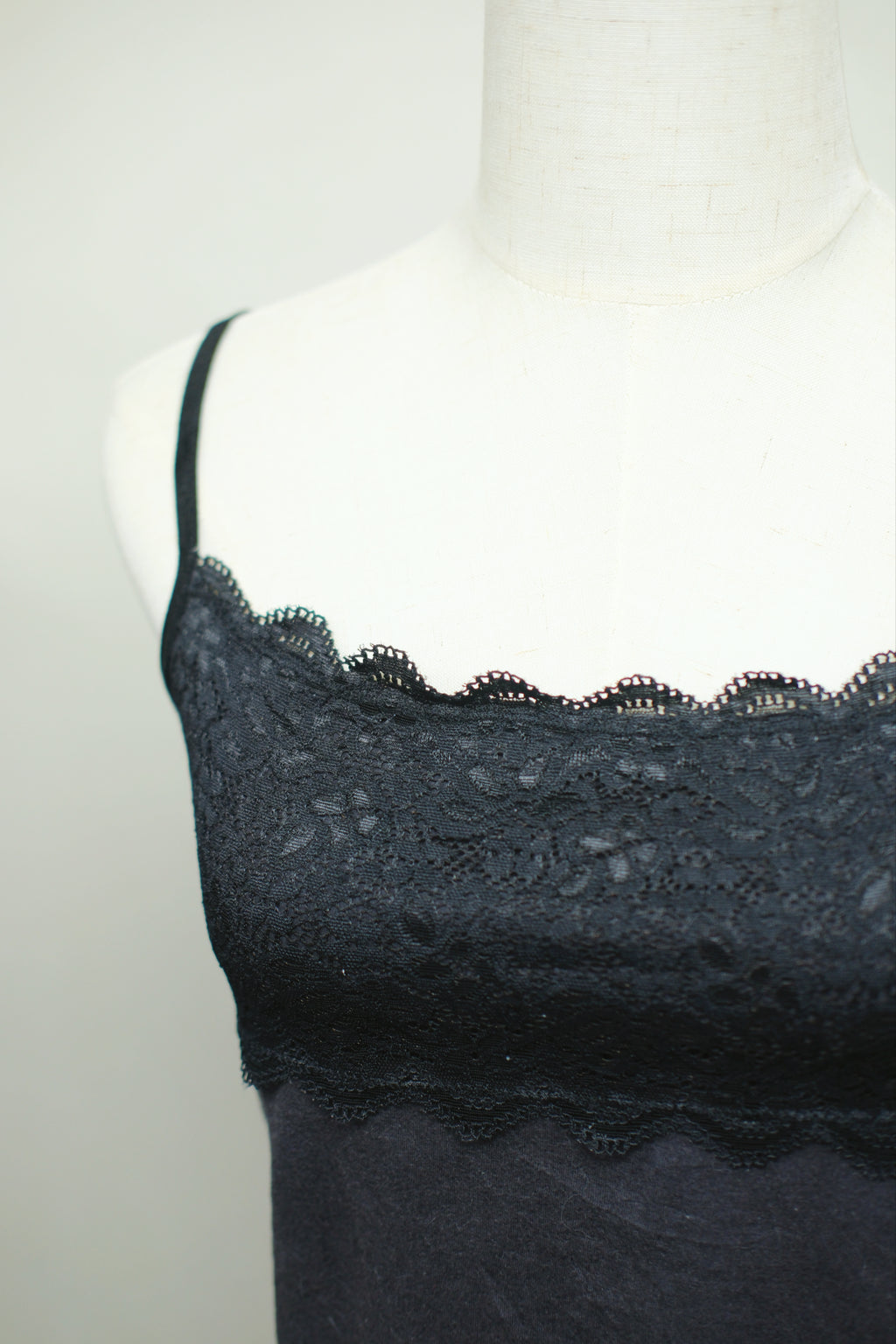 Black Lace Panel Soft Knit Tank