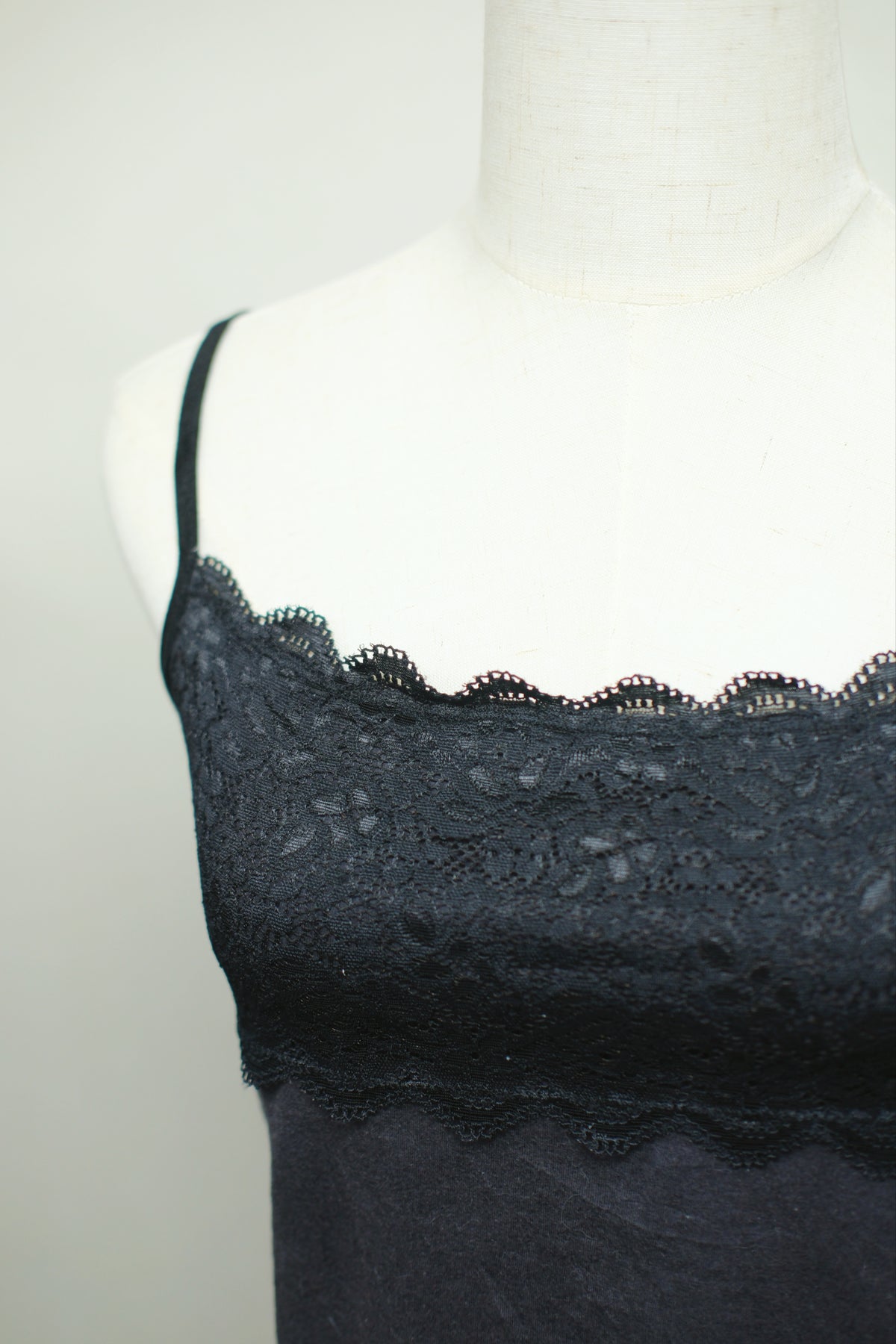 Black Lace Panel Soft Knit Tank