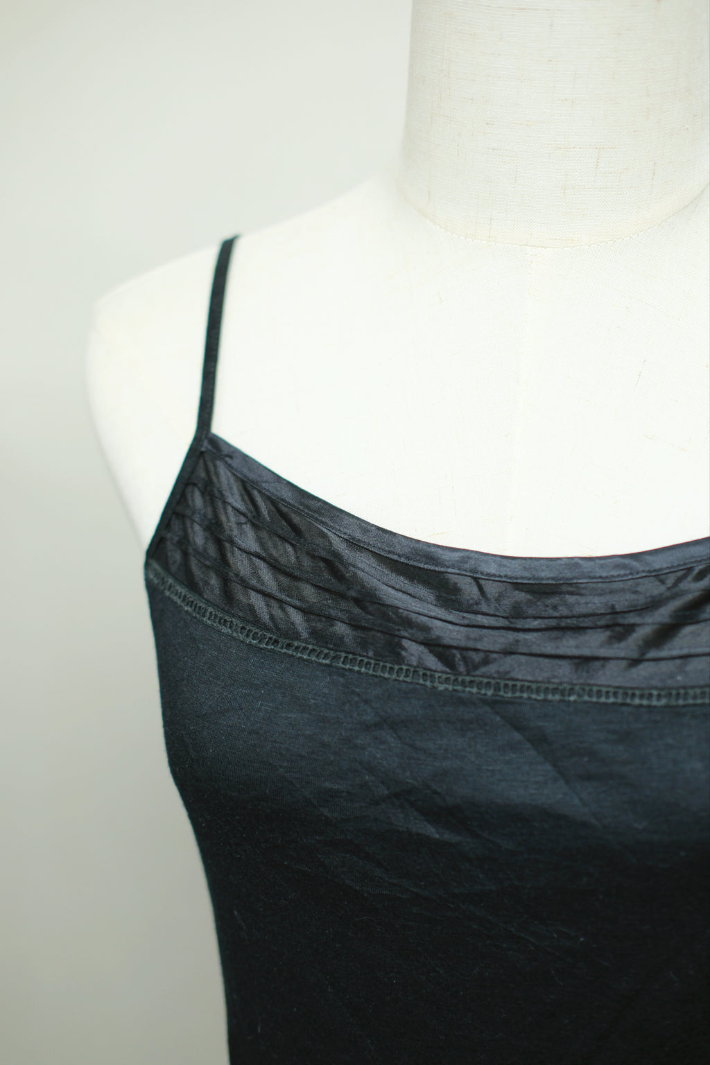 Black Satin Panel Soft Knit Top