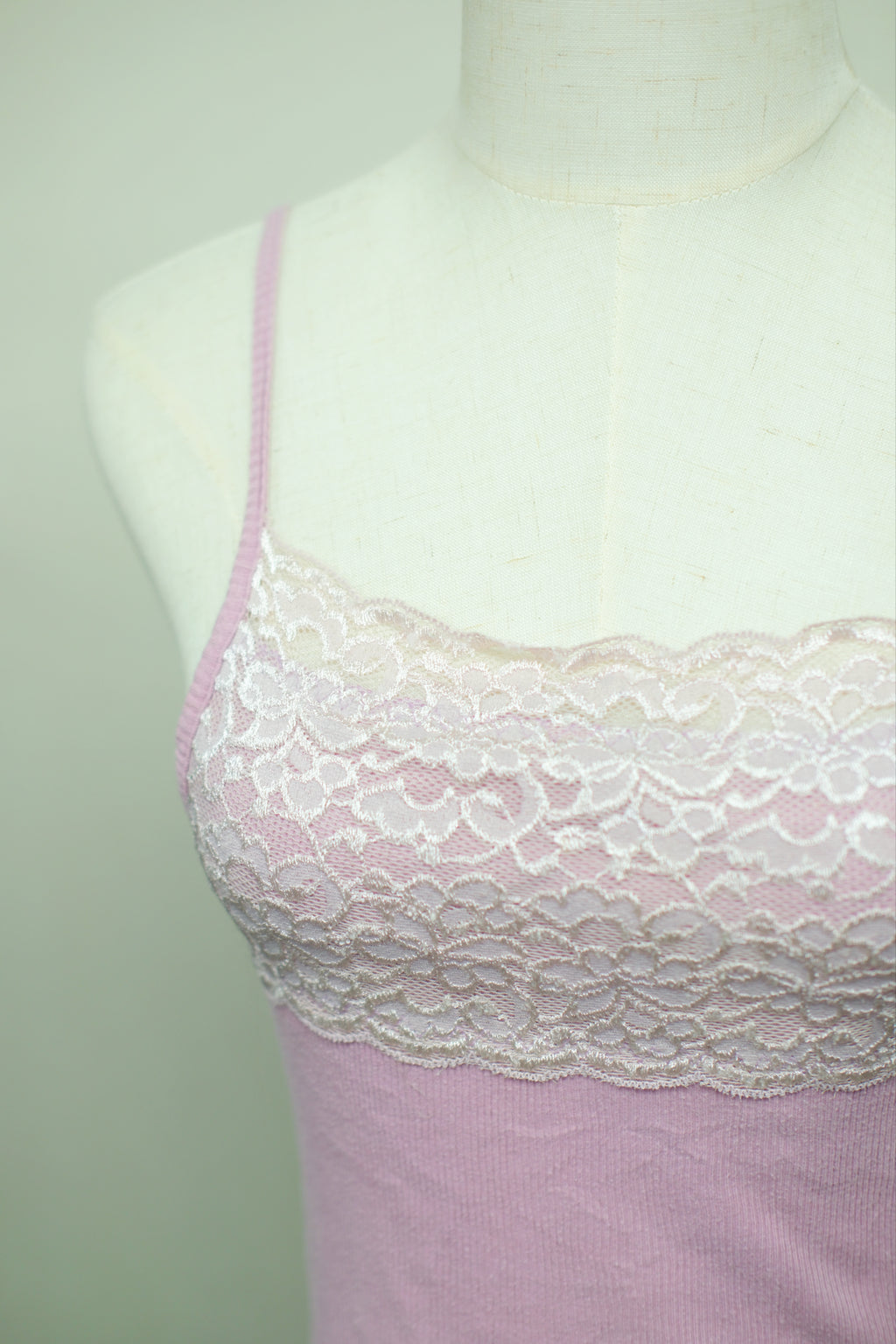Dusty Rose Scalloped Floral Lace Ribbed Slim Top