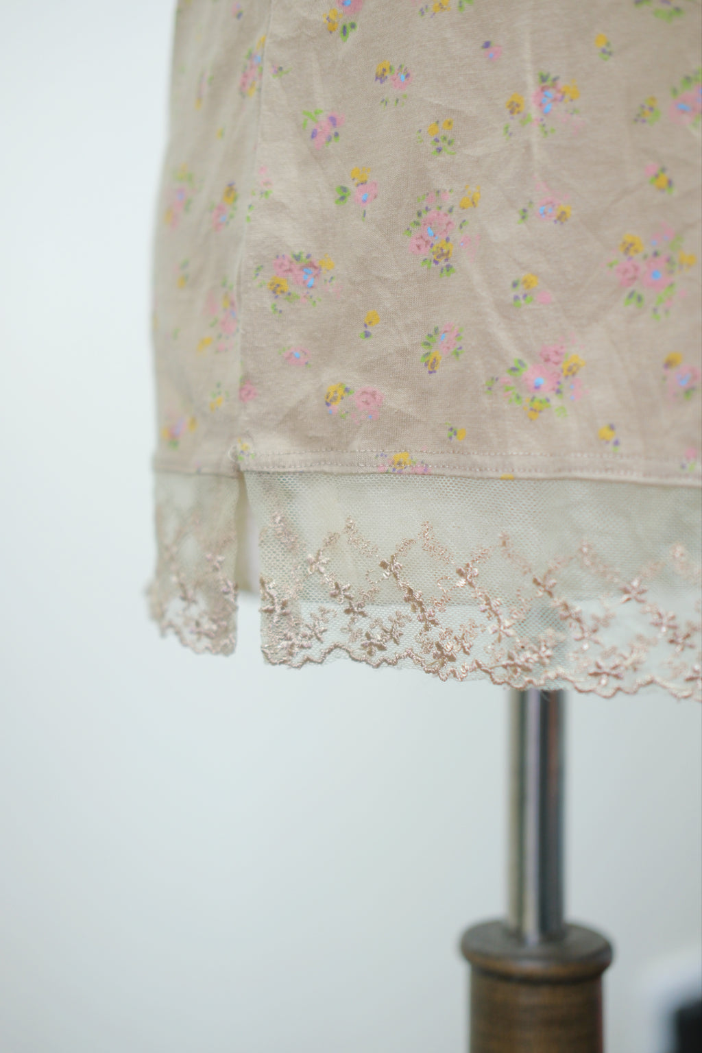 Light Khaki Square Neck Floral Long Soft Knit Tank