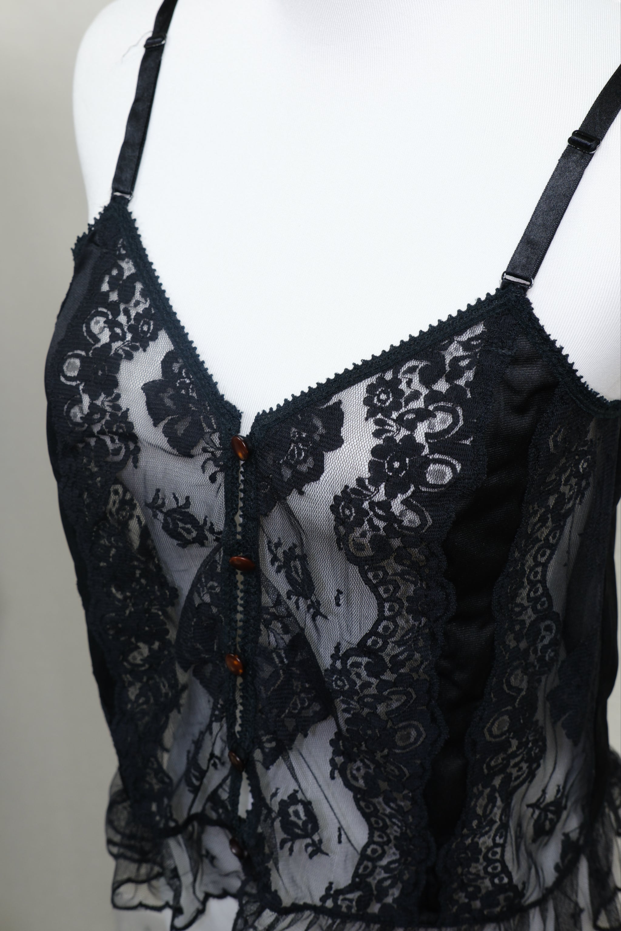 Black Floral Lace Mesh Cami Top