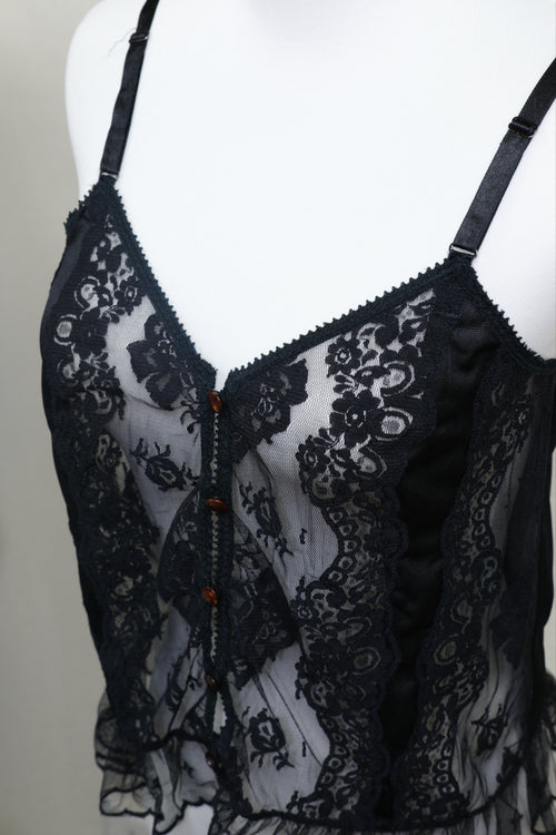 Black Floral Lace Mesh Cami Top
