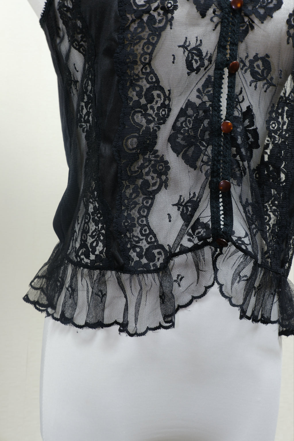 Black Floral Lace Mesh Cami Top