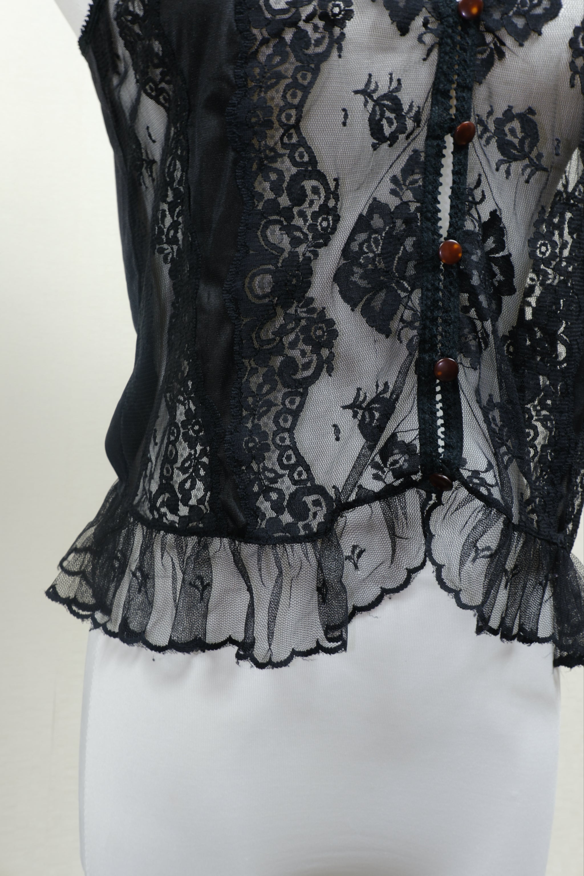 Black Floral Lace Mesh Cami Top