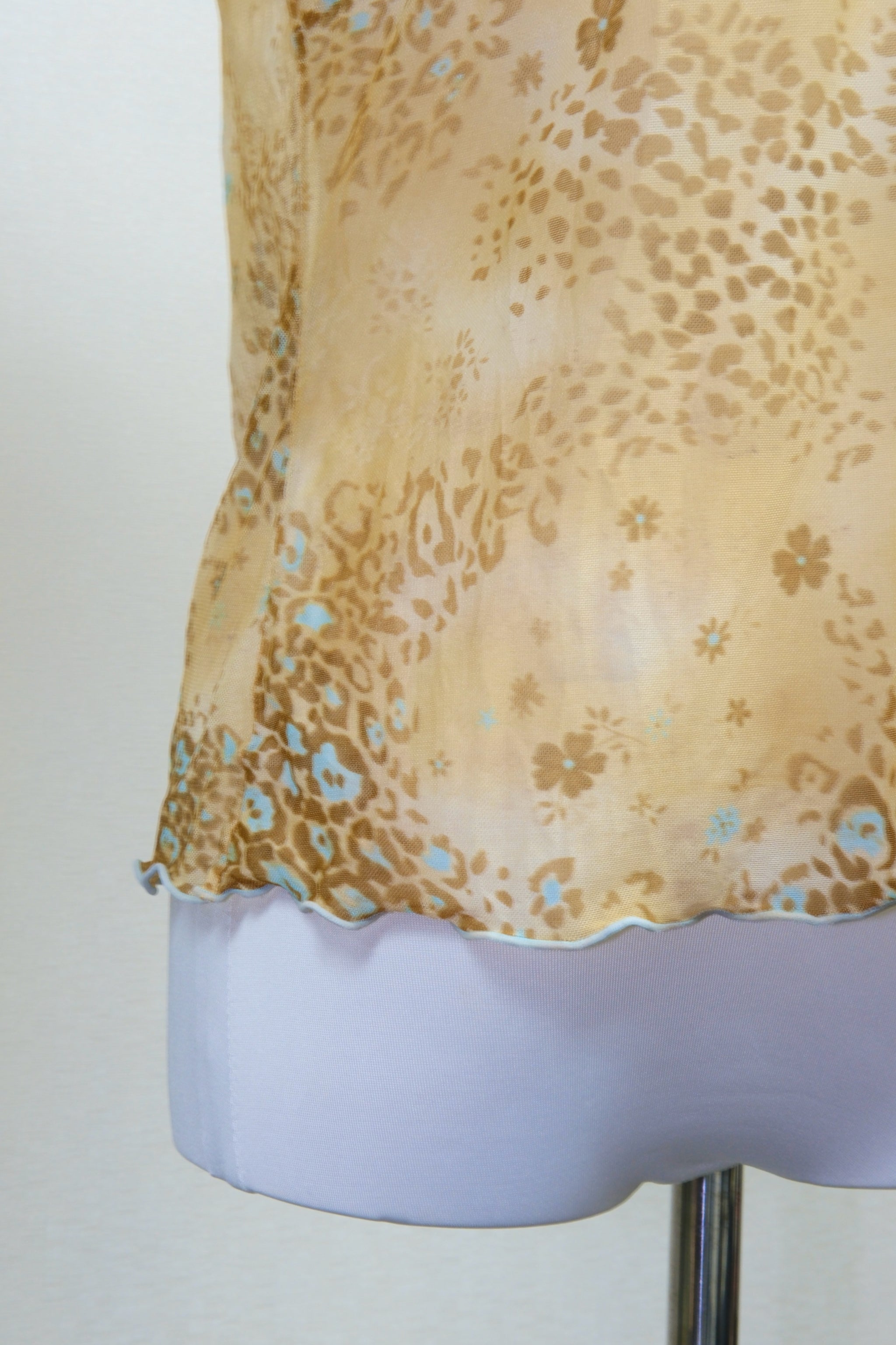 Coquette Leopard Floral Sheer Cami Top in Cream