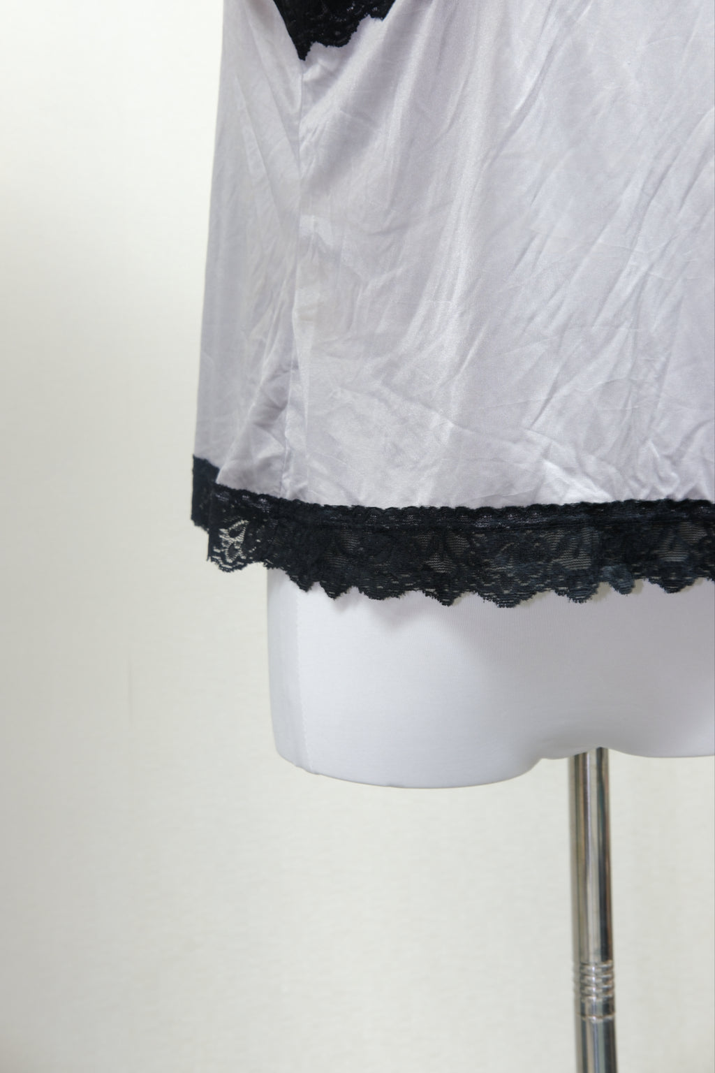 Grey Satin Lace Trim Cami Top
