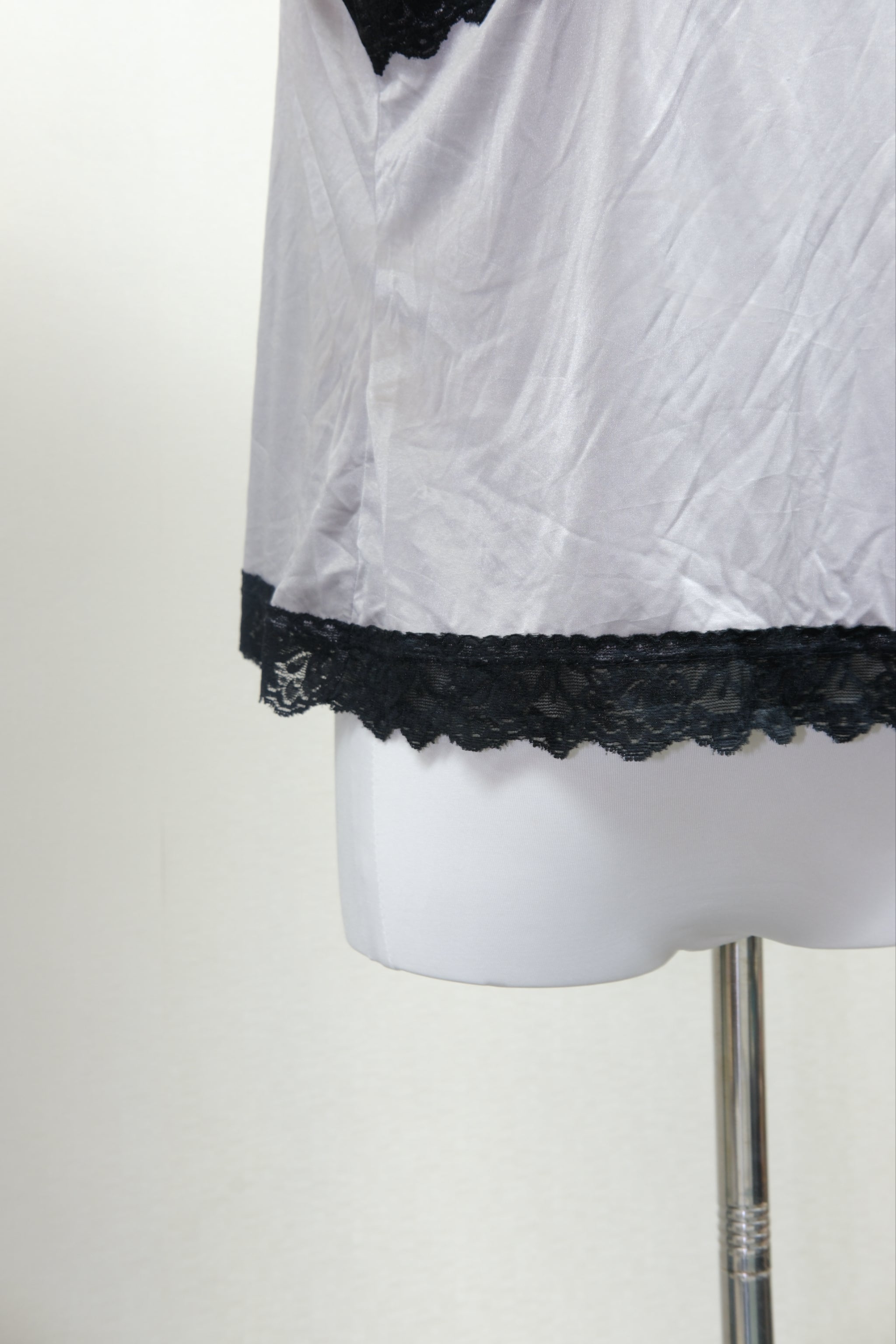 Grey Satin Lace Trim Cami Top