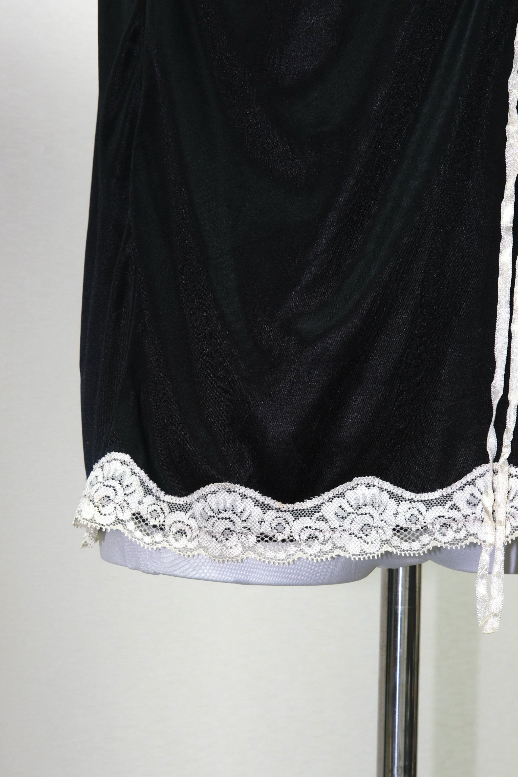 Black Satin Camisole with White Lace