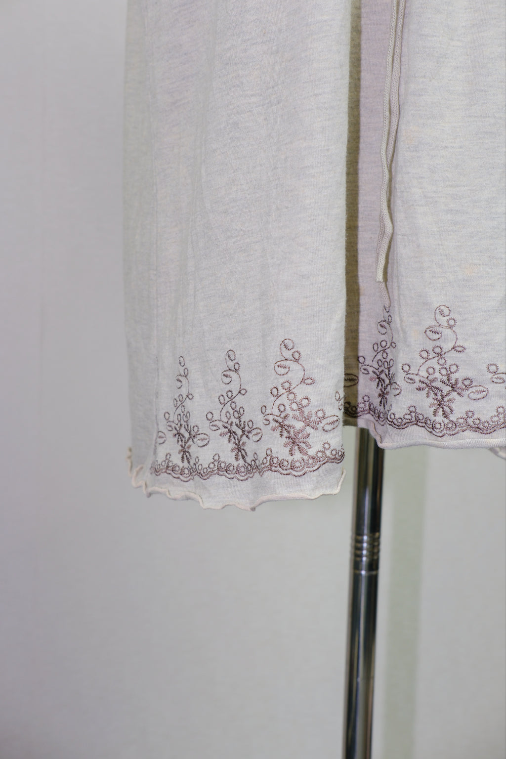 Boho Beige Crochet Lace Peasant Blouse with Embroidery Hem