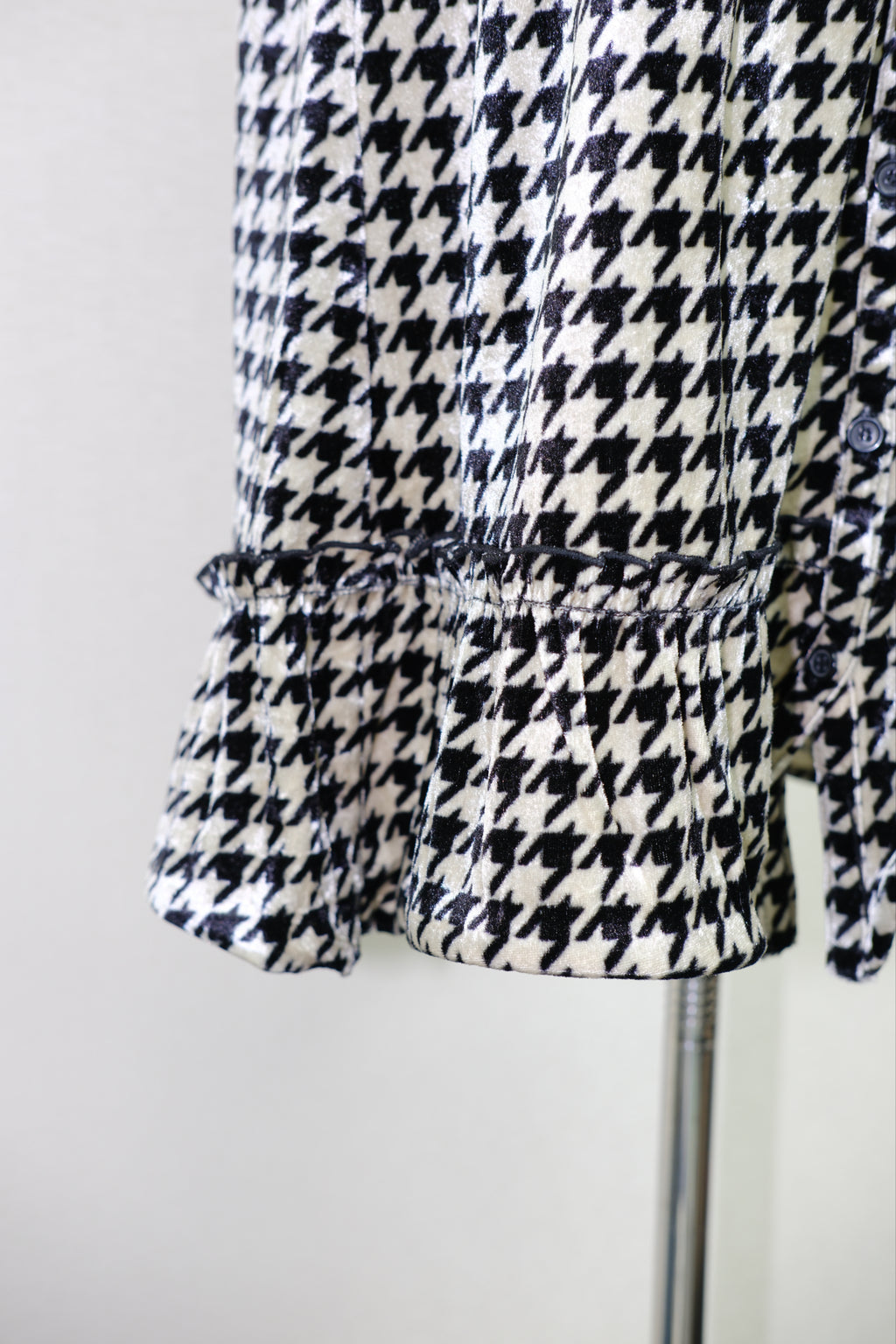 Houndstooth Satin Lace Trim Slip Dress Chemise