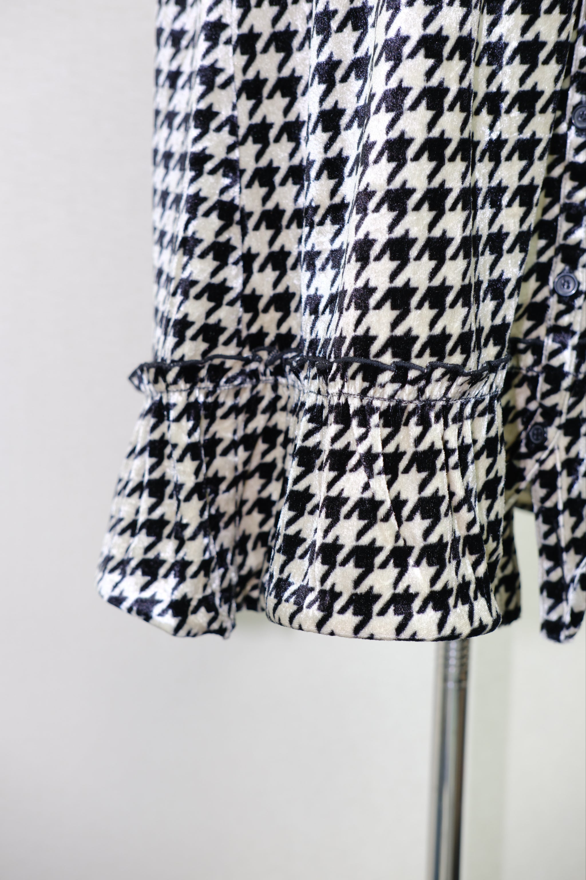 Houndstooth Satin Lace Trim Slip Dress Chemise